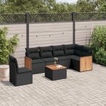 VIDAXL Salon de jardin 7 pcs avec coussins noir resine tressee