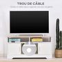 Voir la diapositive 6 : HOMCOM Meuble TV Banc TV en Bois Grand Espace de Rangement avec 2 Compartiments Ouverts 2 Armoires à Porte Une Armoire Ouverte 105 x 40 x 52 cm Blanc