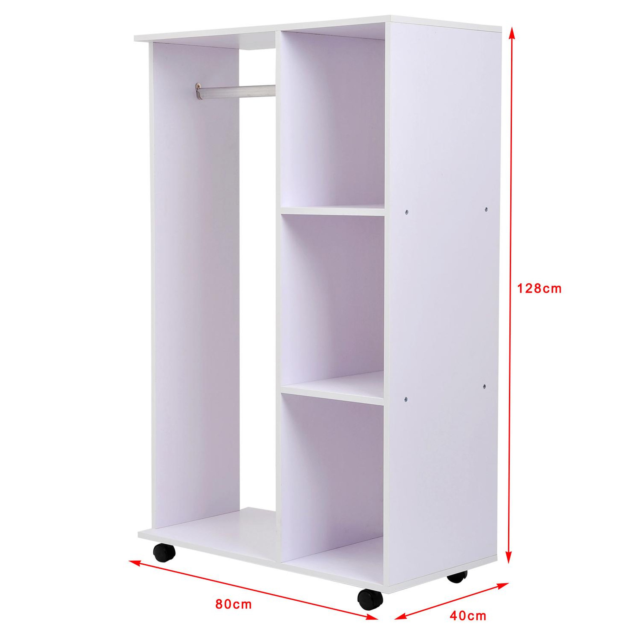 Voir la diapositive 2 : HOMCOM Armoire penderie armoire de rangement mobile panneaux de particules blanc