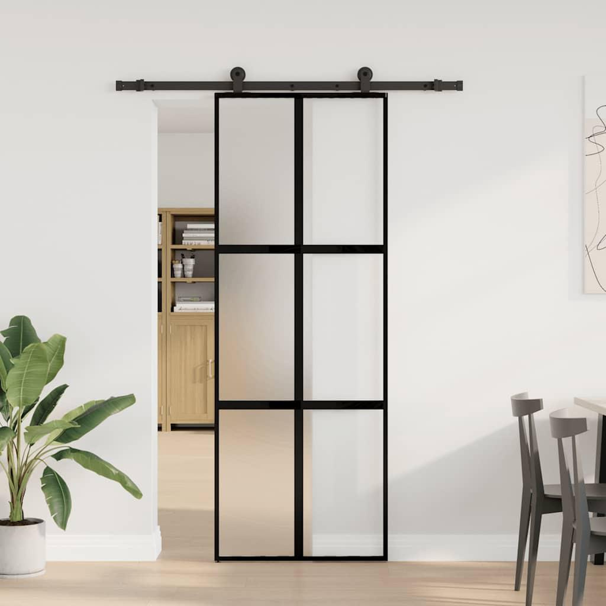 Voir la diapositive 2 : VIDAXL Porte coulissante kit de quincaillerie trempe verre aluminium