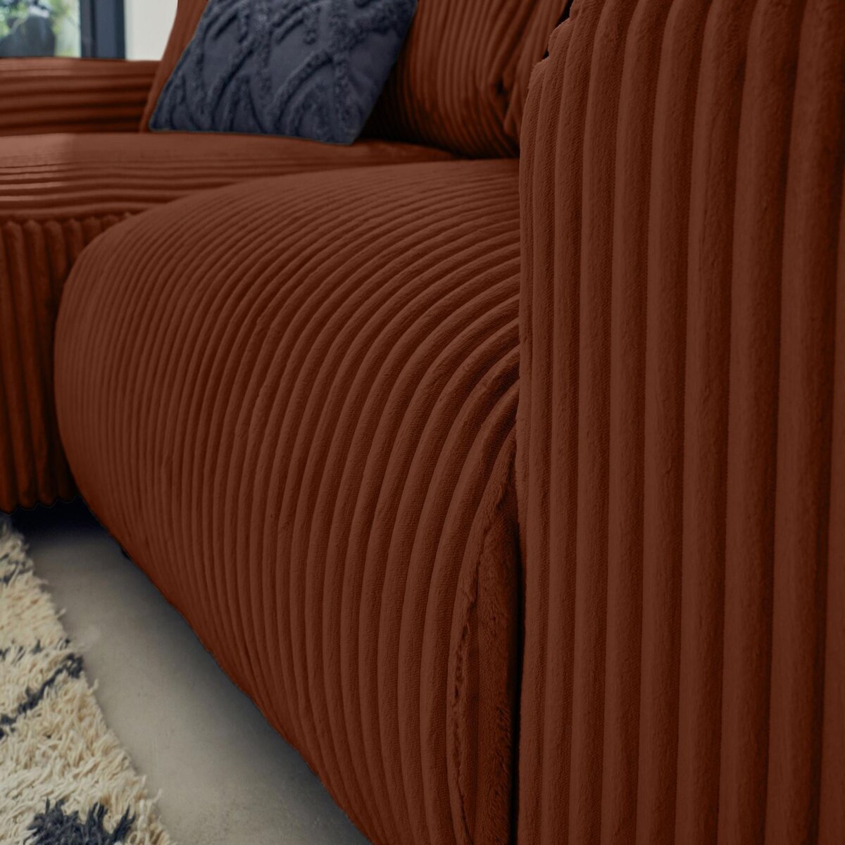 LISA DESIGN Garance - canapé d'angle réversible - 4 places - en velours côtelé grosses côtes