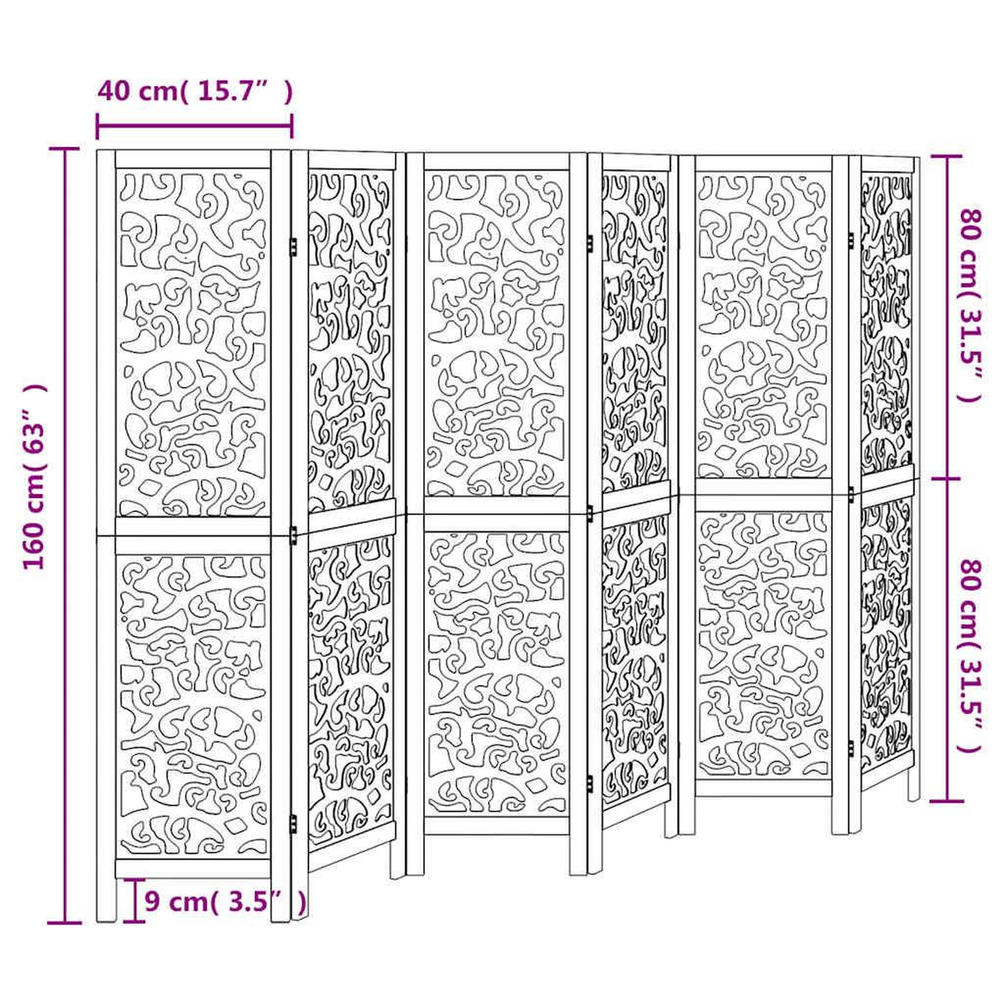 Voir la diapositive 6 : VIDAXL Cloison de separation 6 panneaux blanc bois de paulownia massif