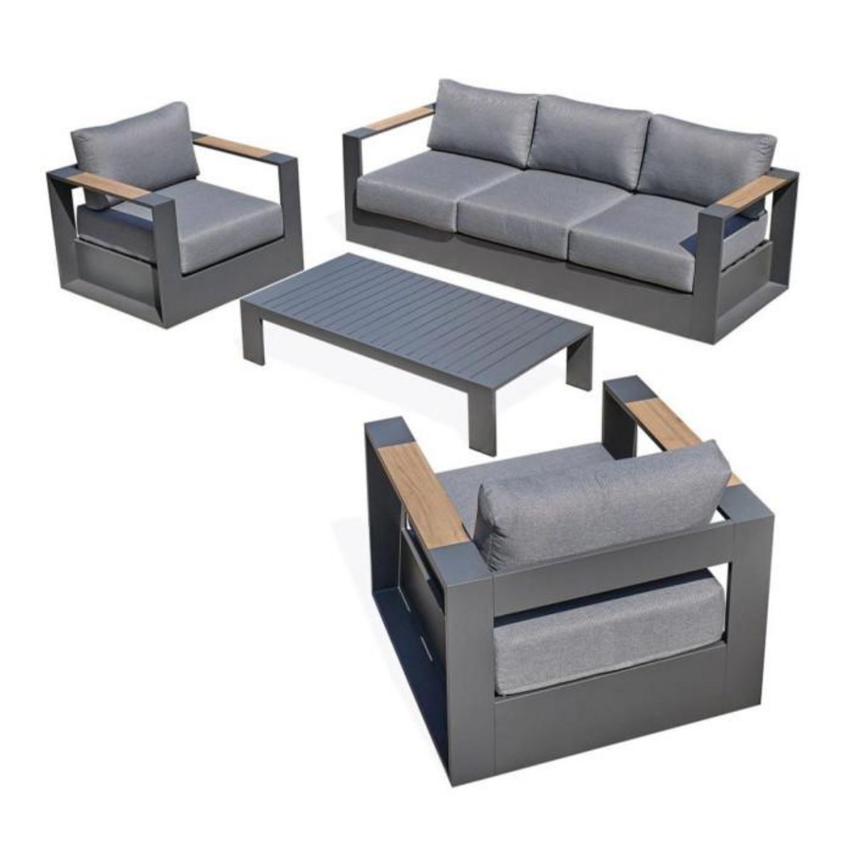 Paris Prix Salon de Jardin 5 Places  Mandelieu  225cm Gris Anthracite