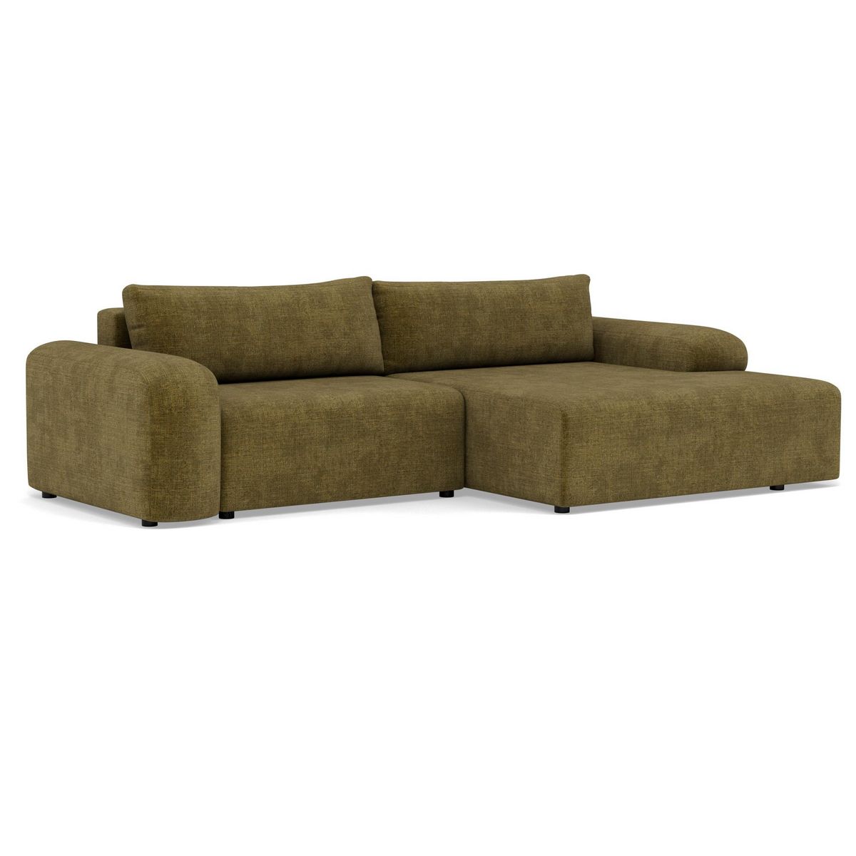 BEST MOBILIER Rebecca - canapé d'angle droit 4 places convertible avec coffre en velours texturé