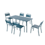 Voir la diapositive 1 : CONCEPT USINE Ensemble table et chaises 6 personnes bleu BERGAME