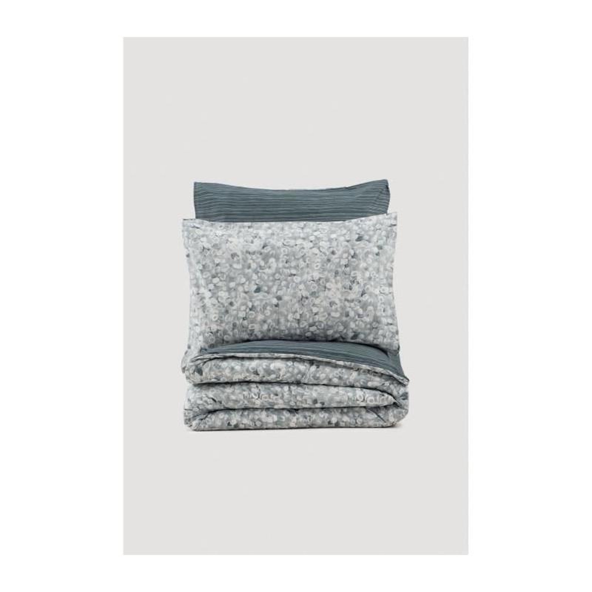 Voir la diapositive 3 : GENERIQUE Parure de lit - 129CTN64281 - 1 housse de couette 220 x 240 cm + 2 taies d'oreiller 60 x 60 cm - 100% coton ranforcé - Anthraci