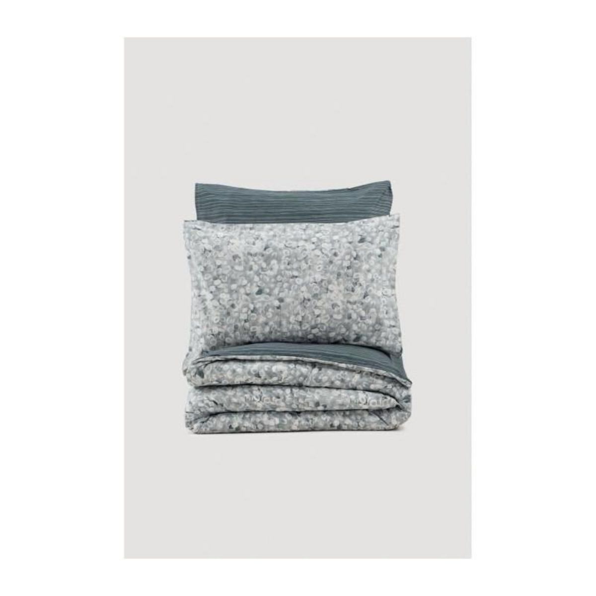 GENERIQUE Parure de lit - 129CTN64281 - 1 housse de couette 220 x 240 cm + 2 taies d'oreiller 60 x 60 cm - 100% coton ranforcé - Anthraci