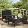 Voir la diapositive 1 : VIDAXL Salon de jardin 2 pcs avec coussins Resine tressee Noir