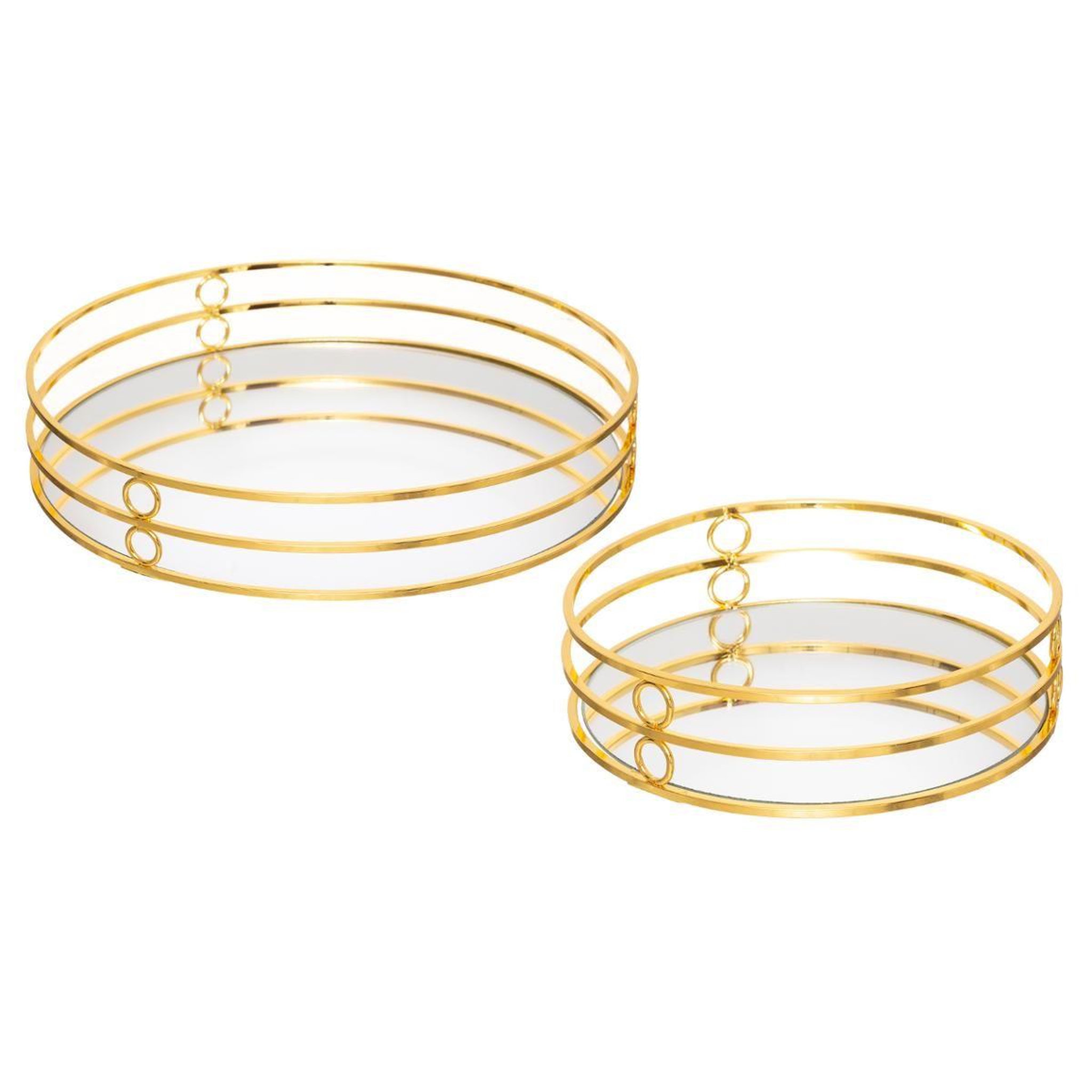 ATMOSPHERA Lot de 2 plateaux déco miroir  feel  30cm or