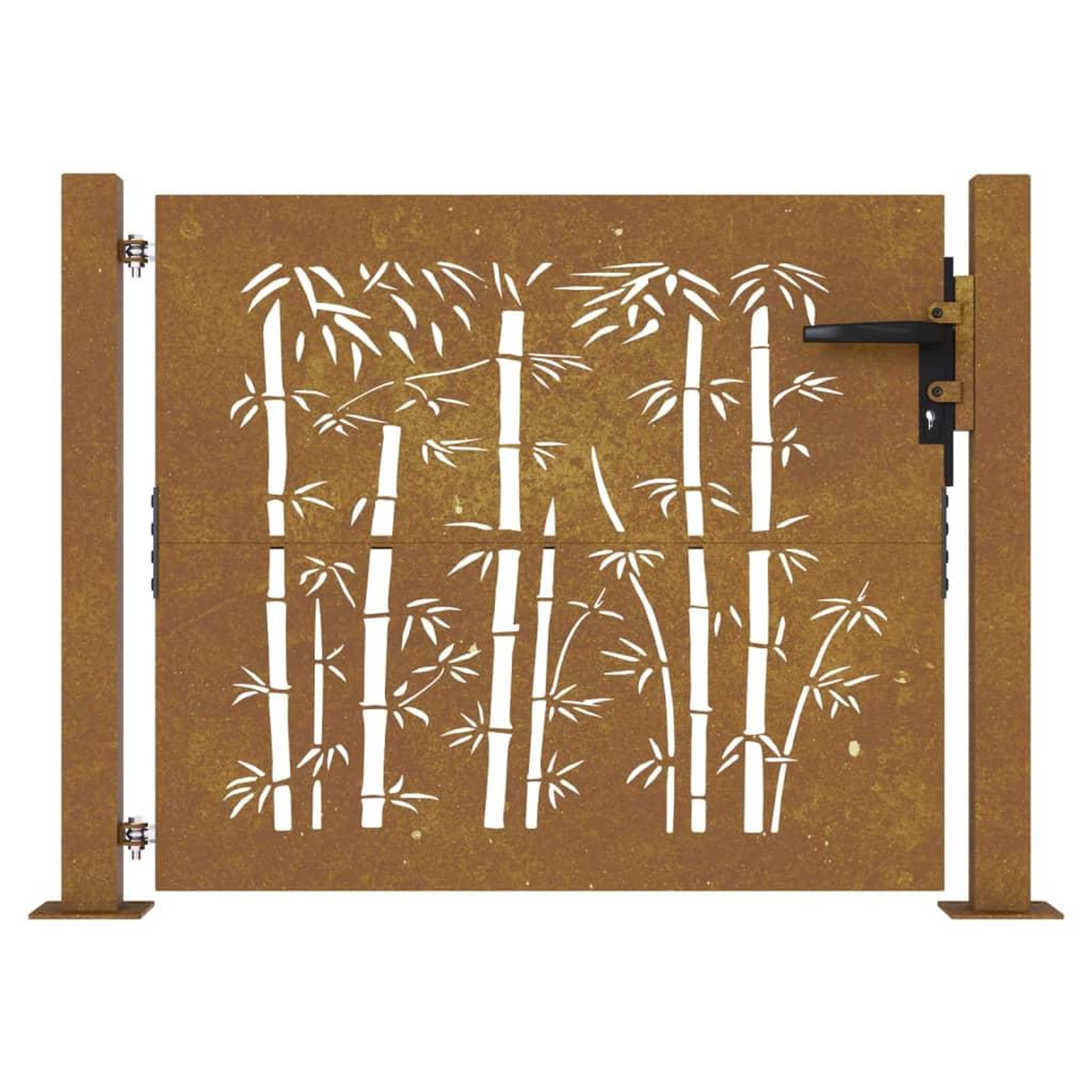Voir la diapositive 4 : VIDAXL Portail de jardin 105x80 cm acier corten design de bambou