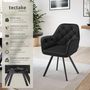 Voir la diapositive 2 : tectake Fauteuil pivotant en velours avec accoudoirs rembourré avec motif matelassé noir