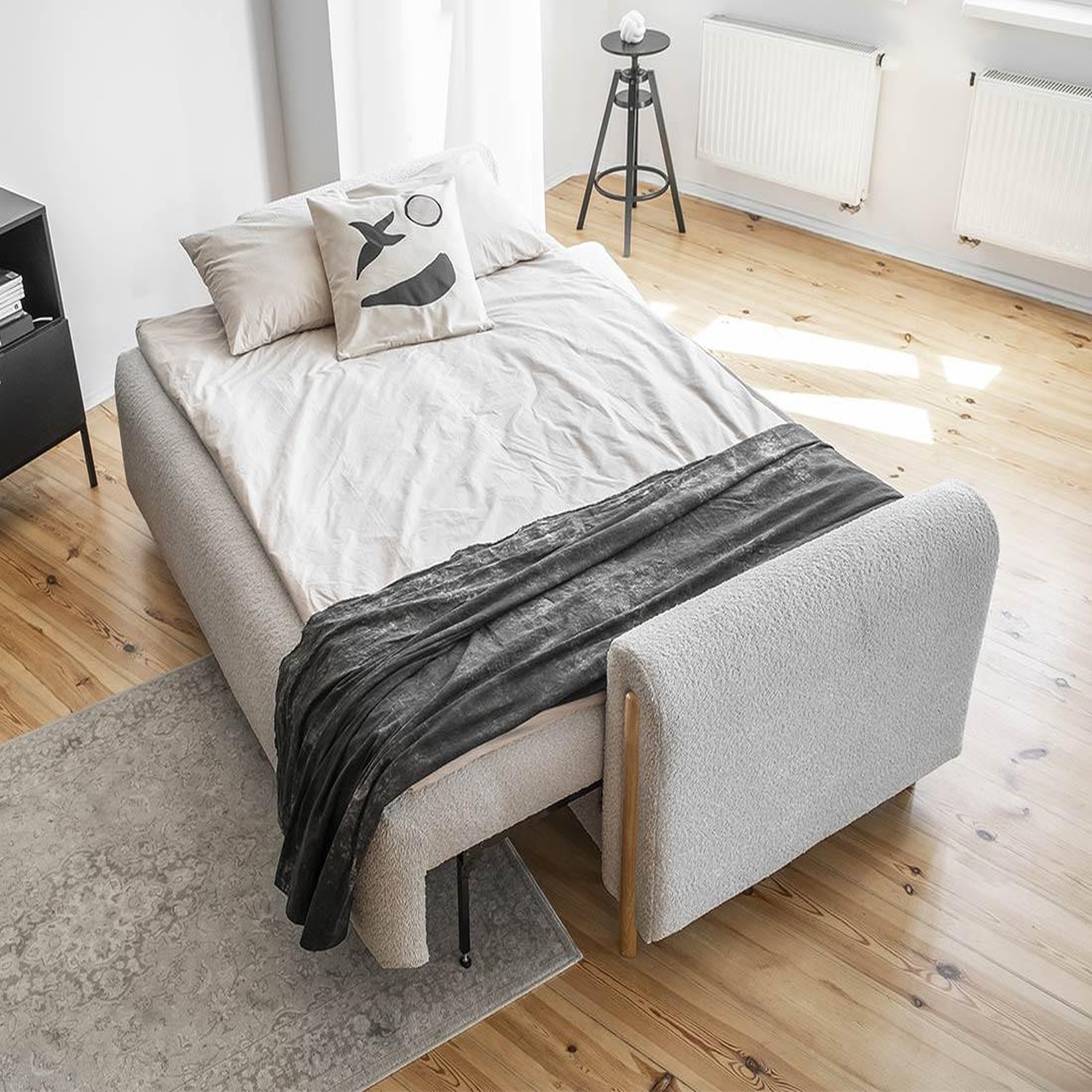 Voir la diapositive 2 : BEST MOBILIER Glendale - canapé droit 3 places - convertible avec coffre - en tissu bouclette