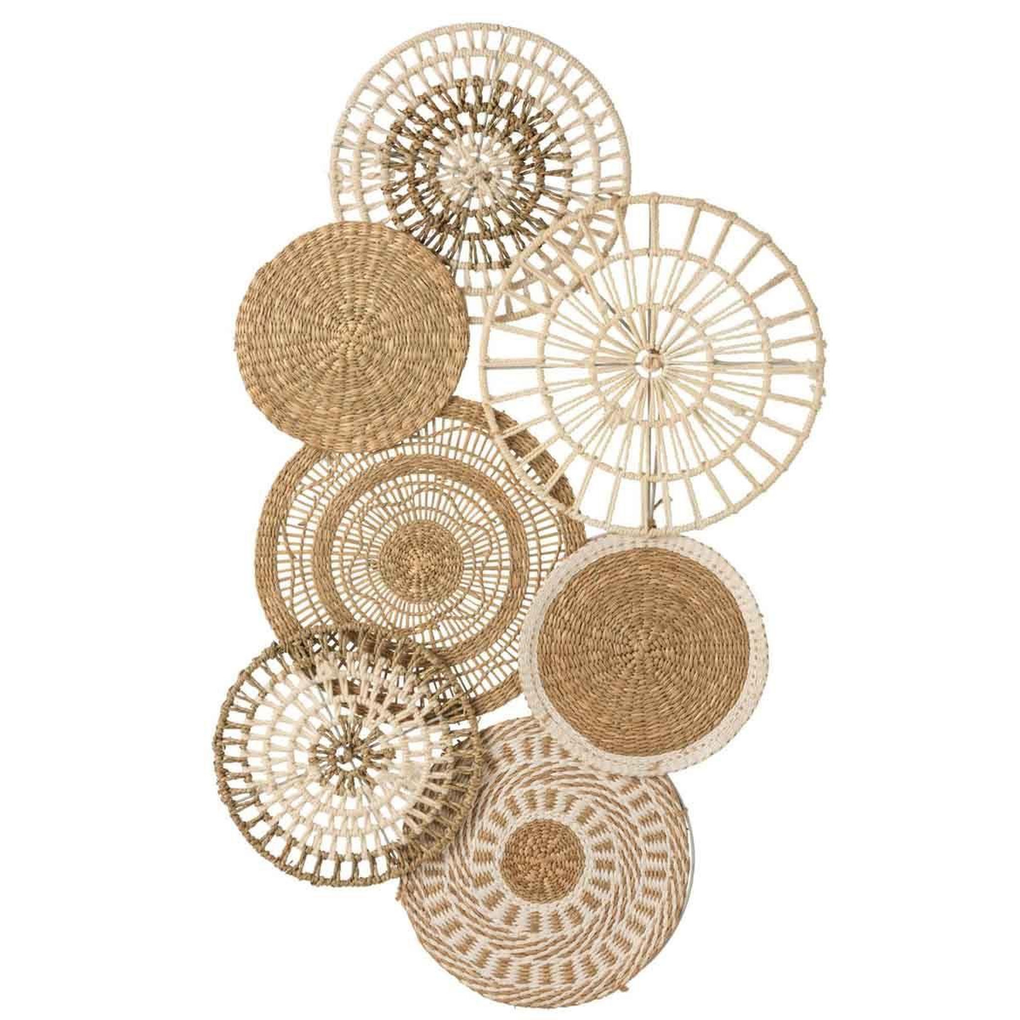 Voir la diapositive 1 : J-LINE Décoration Murale  Zostère  90cm Naturel & Blanc