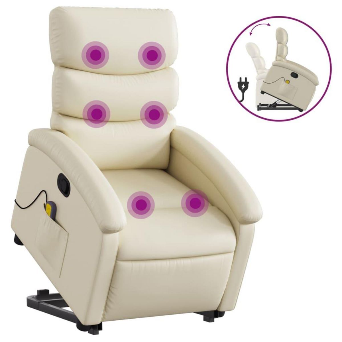 VIDAXL Fauteuil inclinable de massage Creme Similicuir