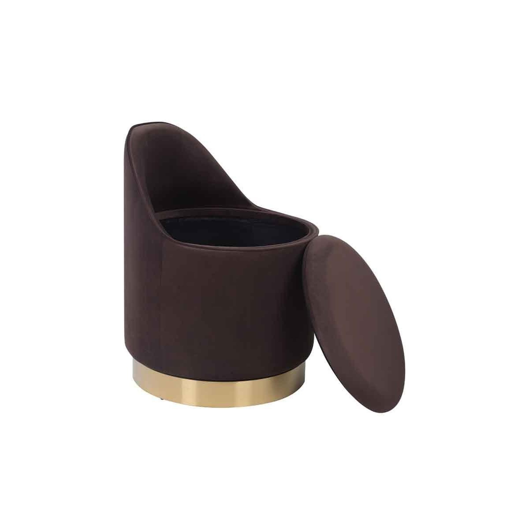 Voir la diapositive 3 : Paris Prix Tabouret Pivotant en Velours  Viktor  68cm Marron