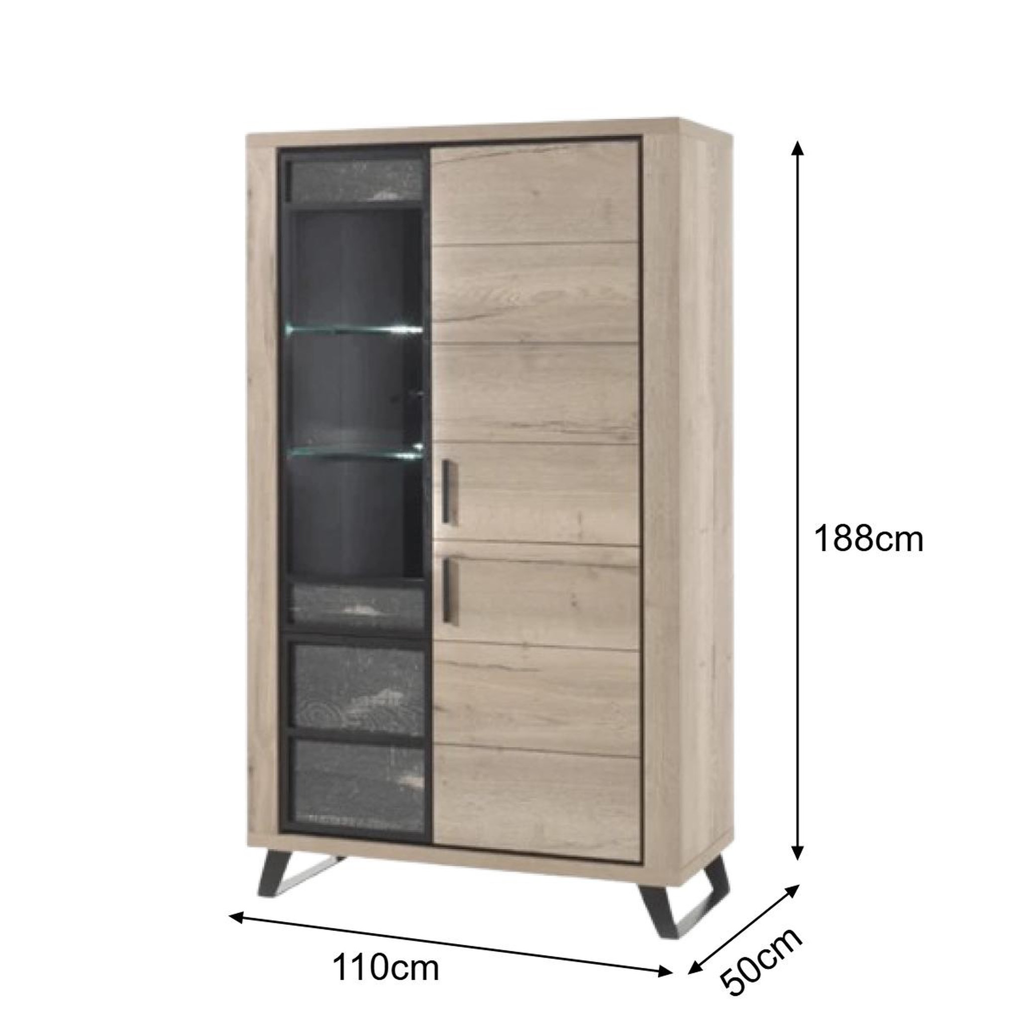 Voir la diapositive 4 : JLC KREATION Vitrine contemporaine 4 portes dont 1 vitrée + LED PERO