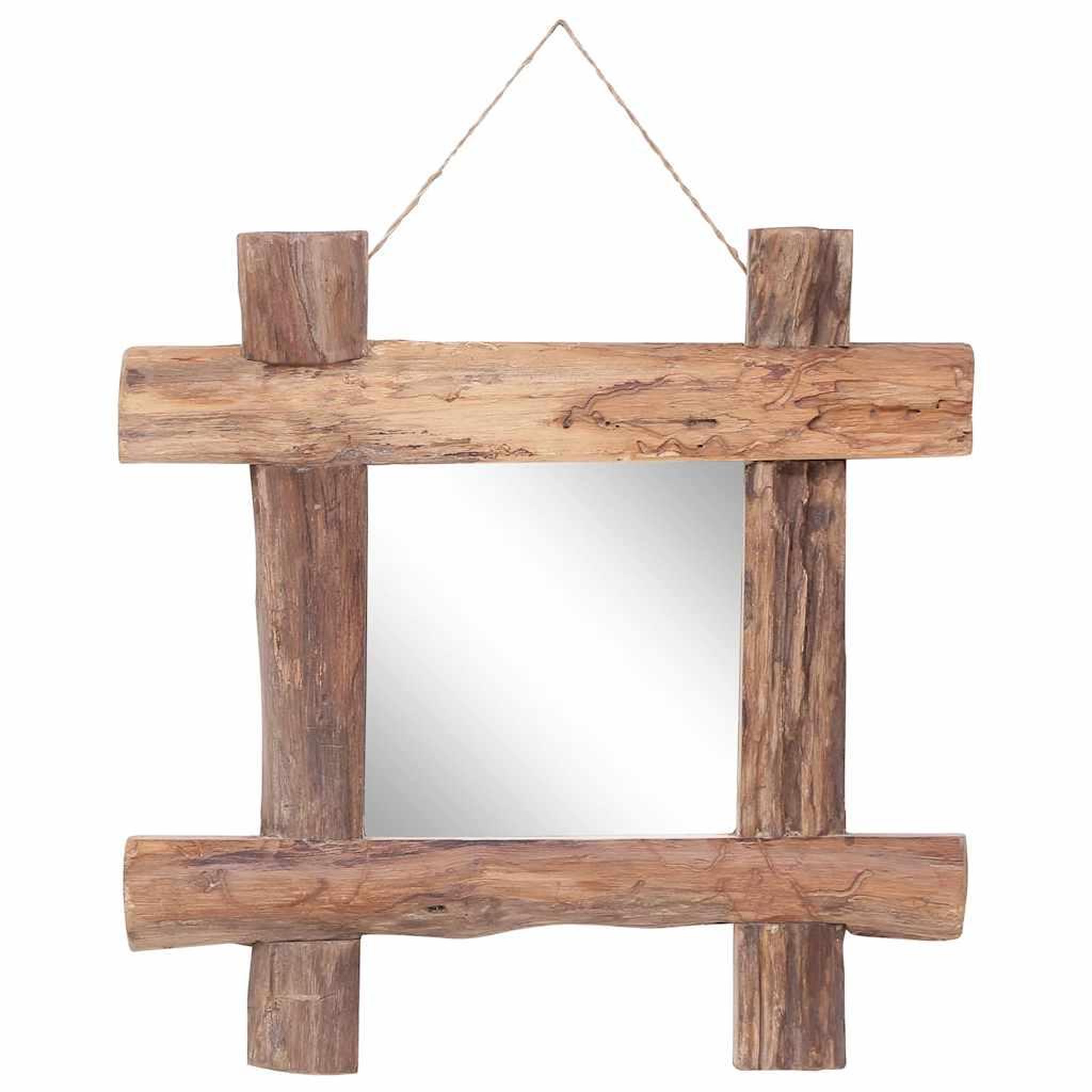 VIDAXL Miroir a buches naturel 50x50 cm bois de teck recycle