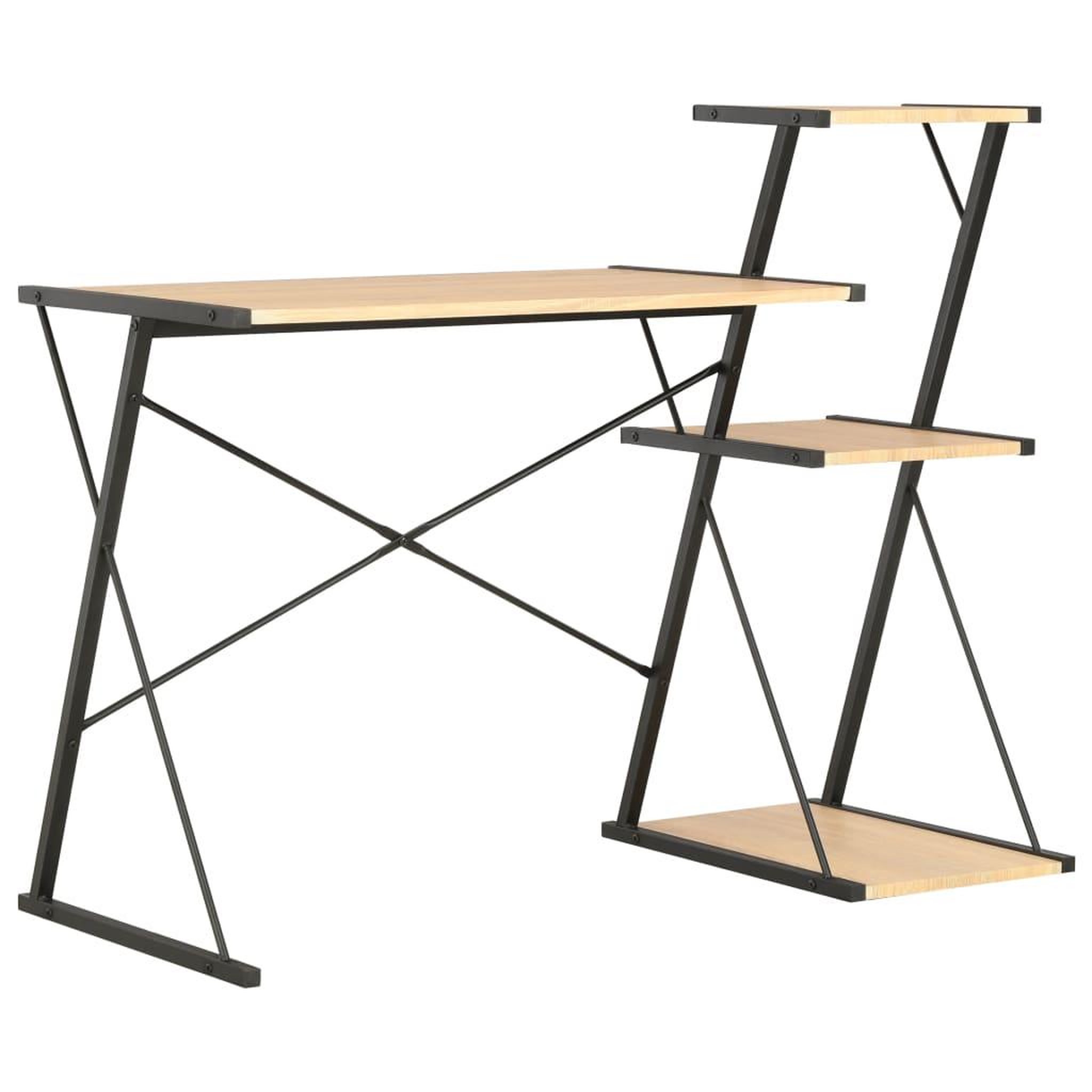 Voir la diapositive 1 : VIDAXL Bureau avec etagere Noir et chene 116x50x93 cm