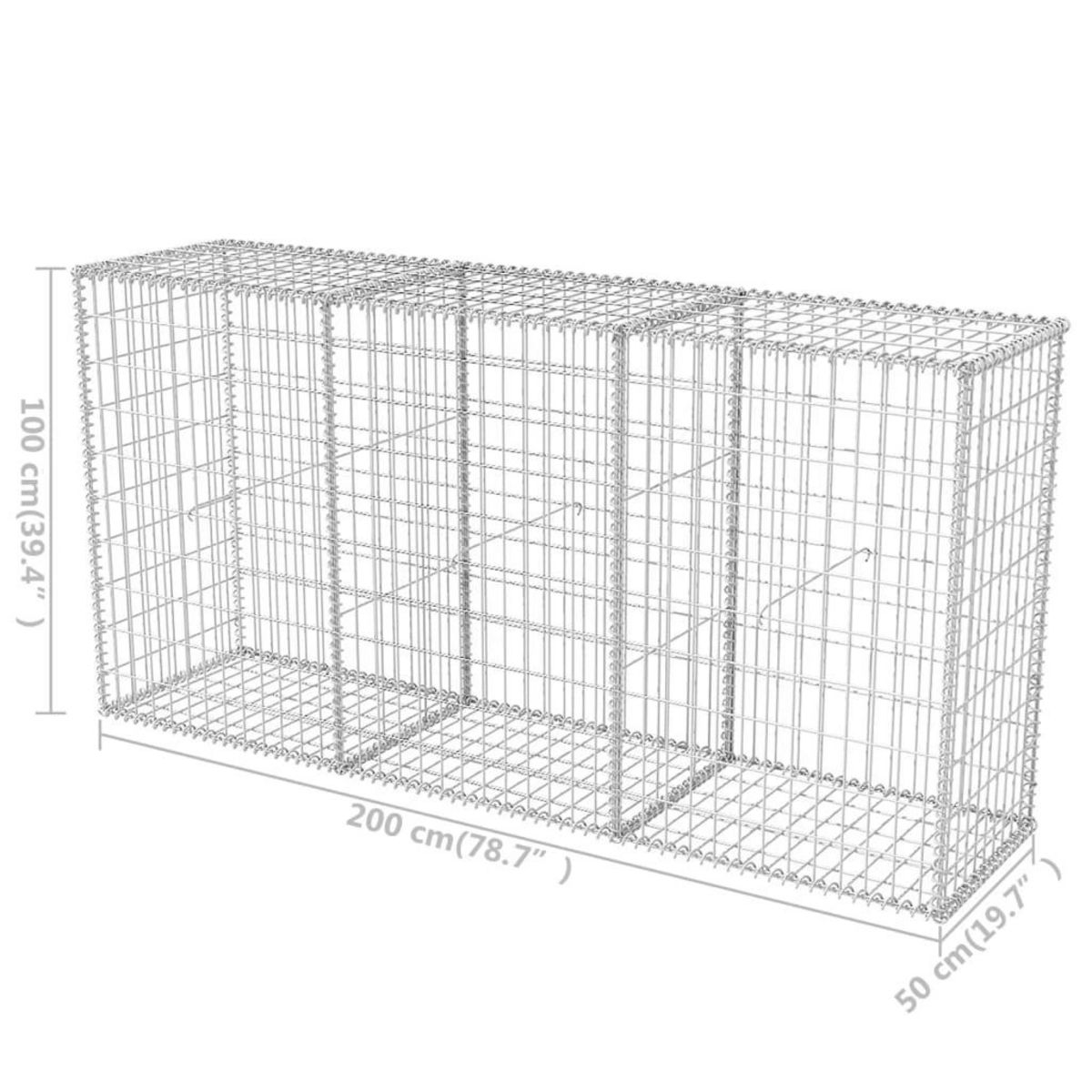 VIDAXL Panier de gabion Acier galvanise 200x50x100 cm