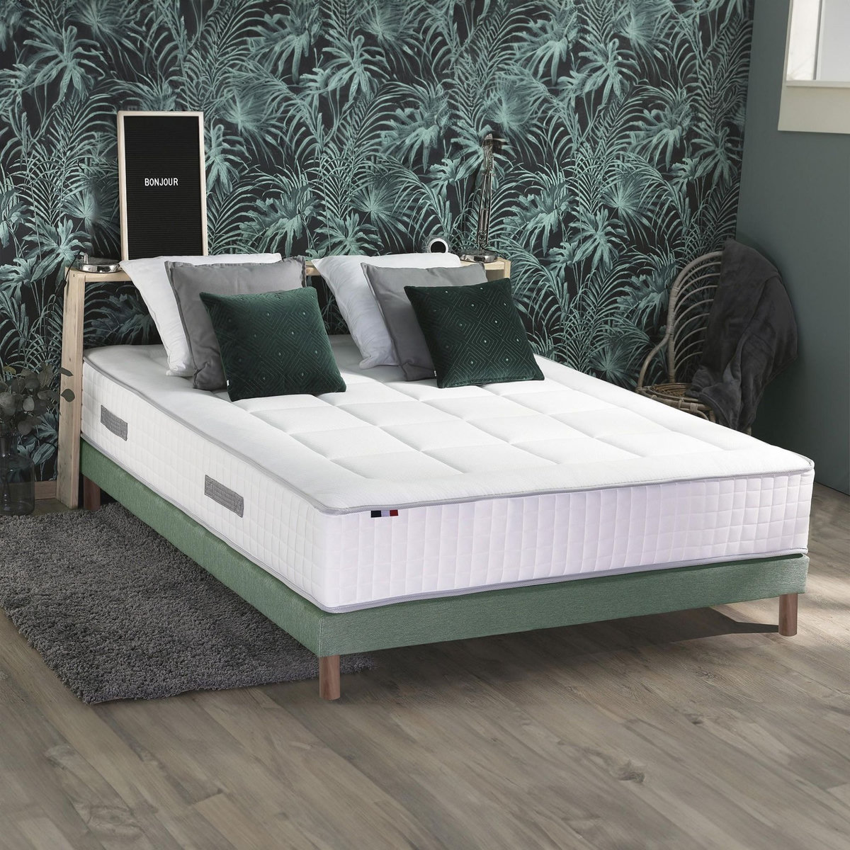 IDLITERIE Ensemble matelas mémoire de forme BELLAGIO 2, sommier et couette