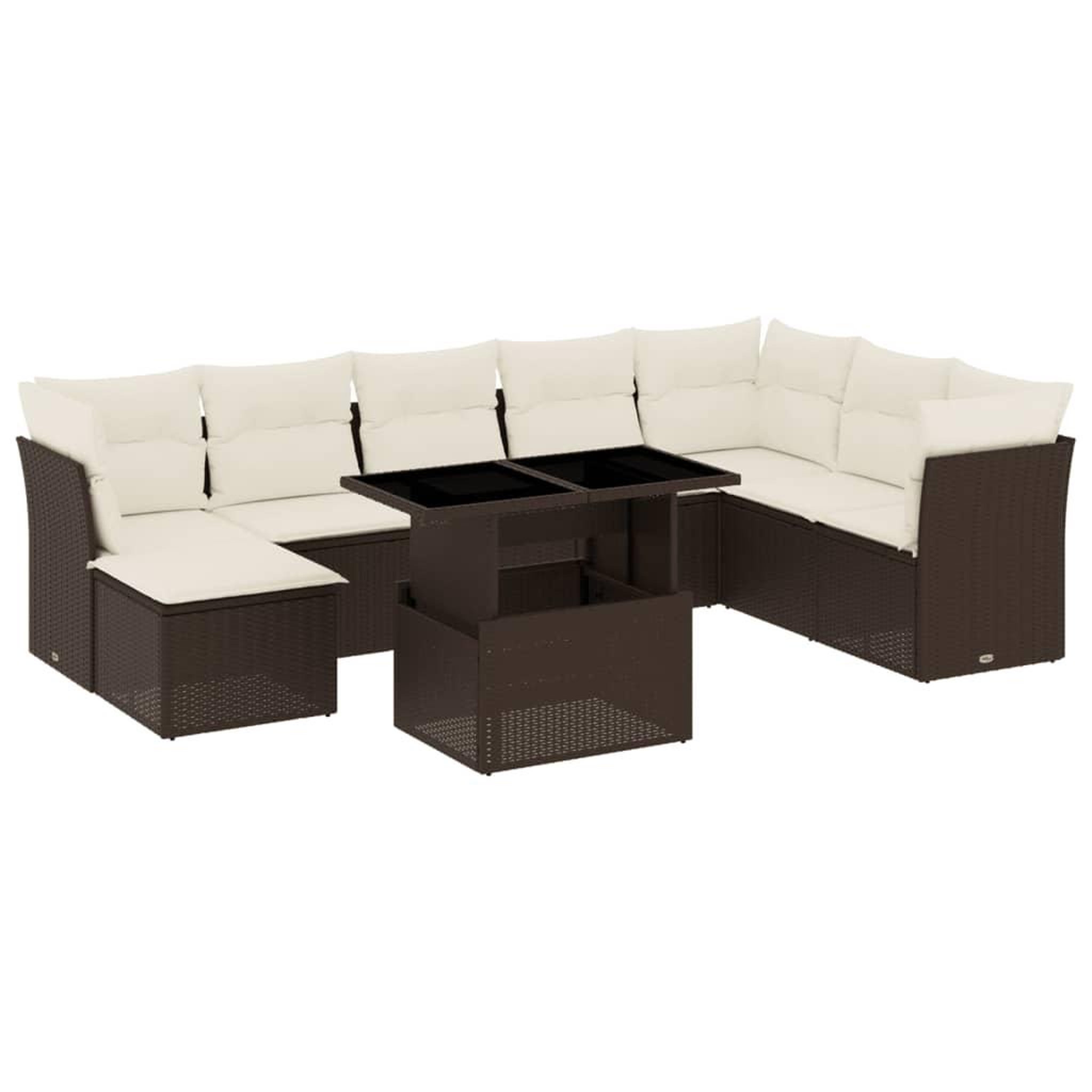 Voir la diapositive 2 : VIDAXL Salon de jardin avec coussins 9 pcs marron resine tressee