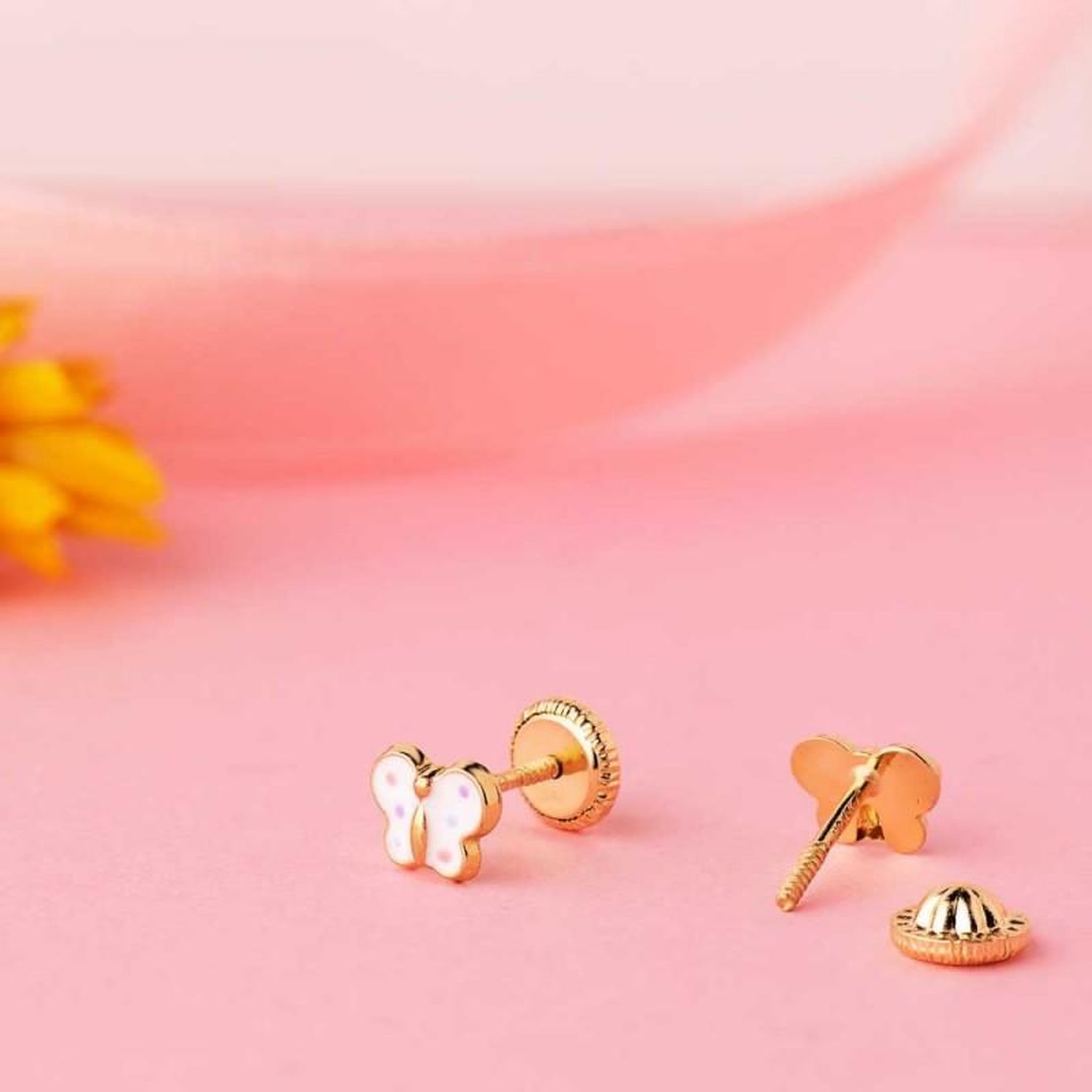 Voir la diapositive 5 : L'ATELIER D'AZUR Boucles d'Oreilles Or 18 Carats 750/000 Jaune - Papillons