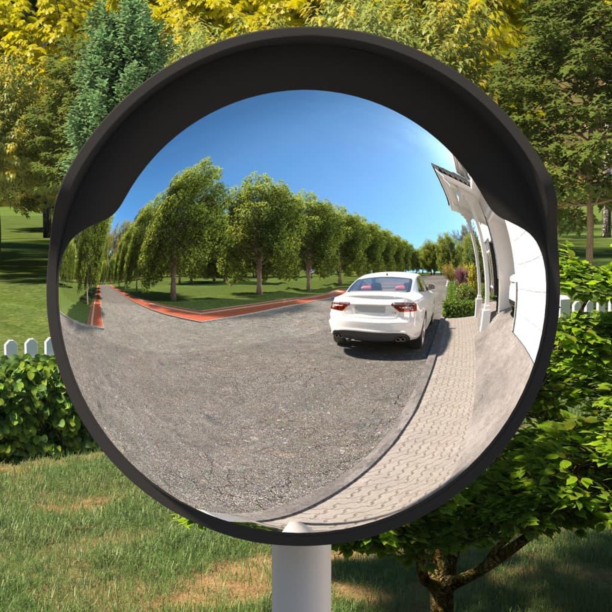 VIDAXL Miroir de traffic convexe d'exterieur Noir Ø60 cm Polycarbonate