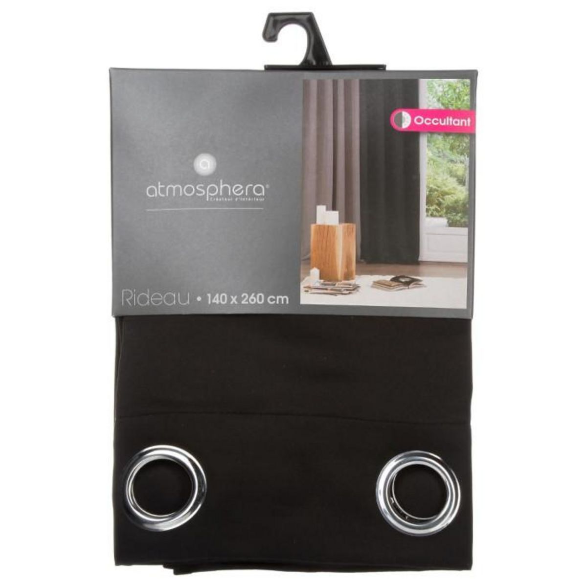 ATMOSPHERA Rideau Occultant  Topa  140x260cm Noir