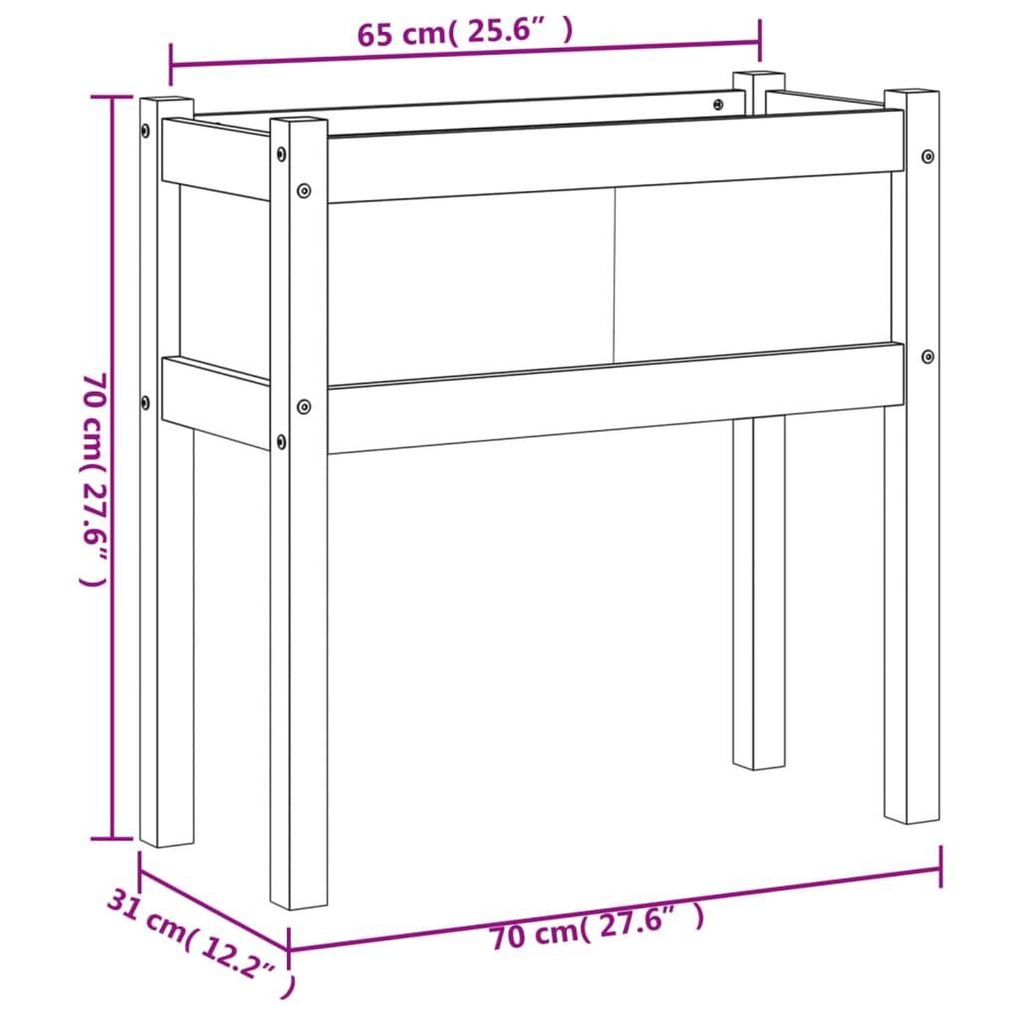 Voir la diapositive 6 : VIDAXL Jardinieres et pieds cire marron 70x31x70 cm bois de pin massif