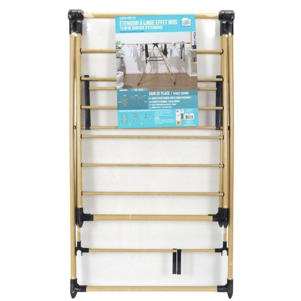 The Home Deco Factory Etendoir à linge effet bois 13m étendage