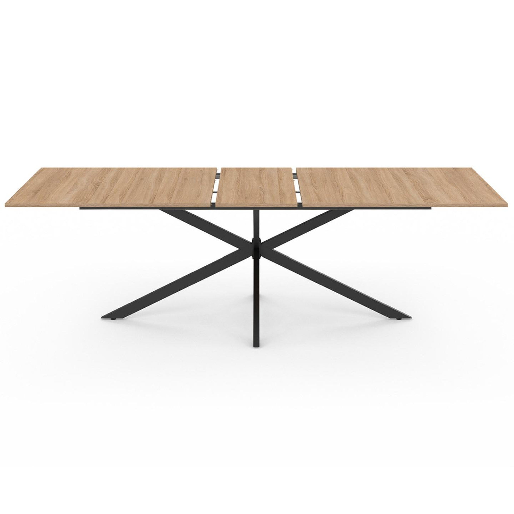 Voir la diapositive 3 : ID MARKET Table à manger extensible rectangle alix 8-12 personnes pied araignée bois et noir 200-240 cm