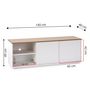 Voir la diapositive 4 : VS VENTA-STOCK Meuble tv Bob 2 Portes 2 niches blanc/chêne, bois massif
