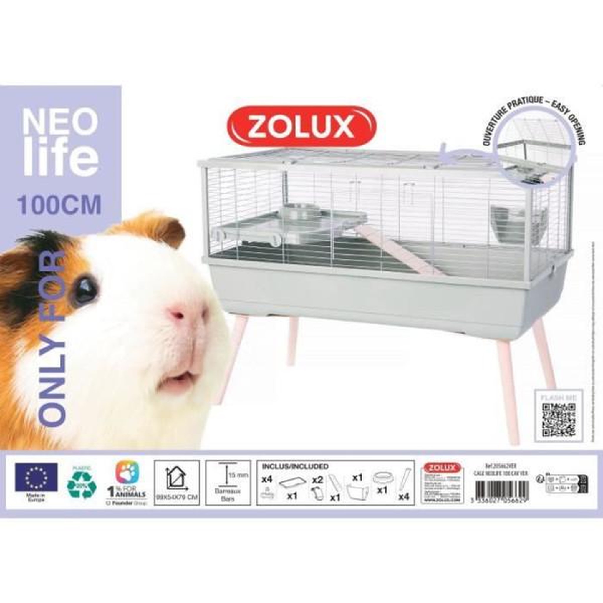 Voir la diapositive 2 : Zolux Cage rongeur surélevée - Zolux - Néolife - Pour cochon d'inde - 99 x 54 x 79 cm - Vert