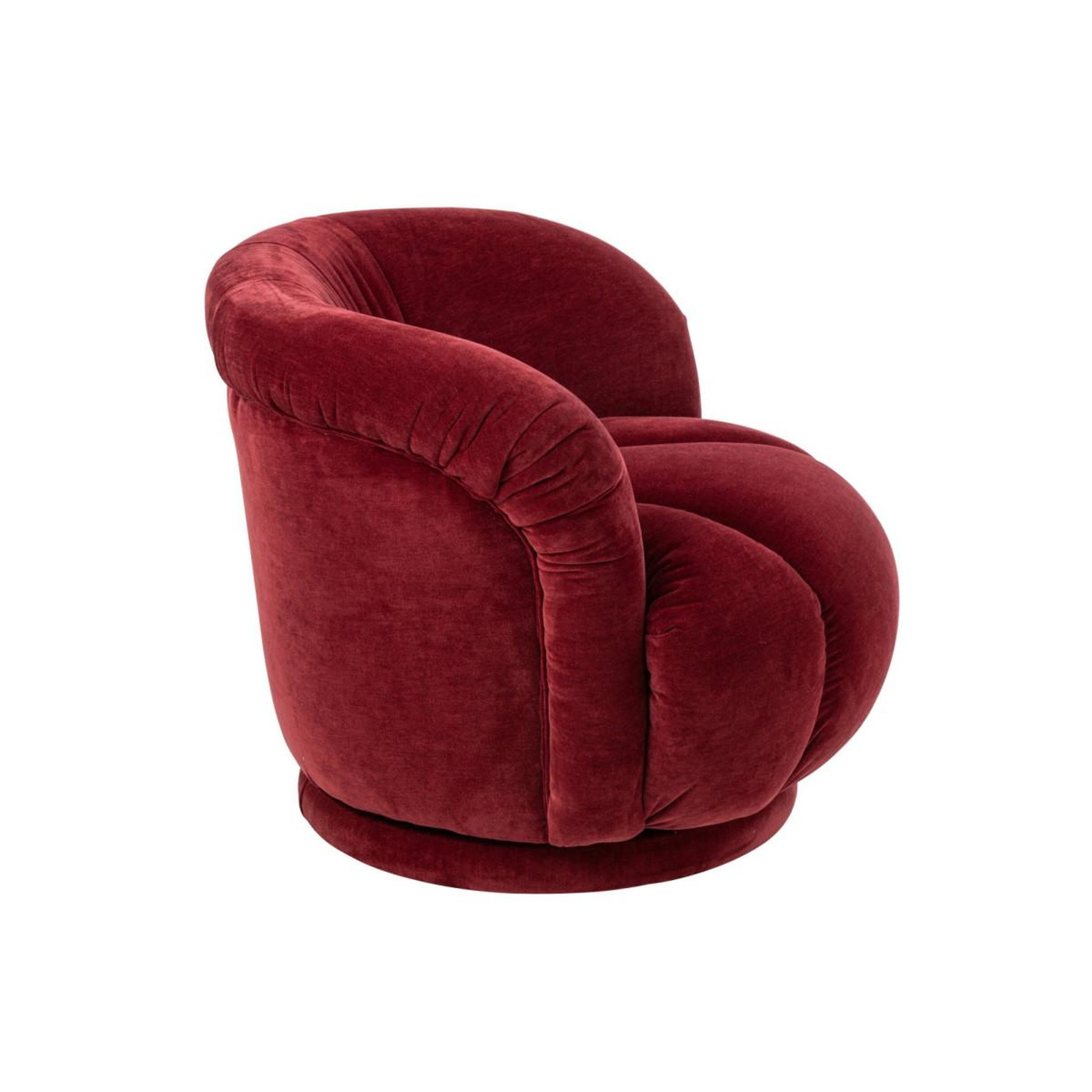 Voir la diapositive 3 : J-LINE Fauteuil pivotant en tissu  macaron  87cm bordeaux