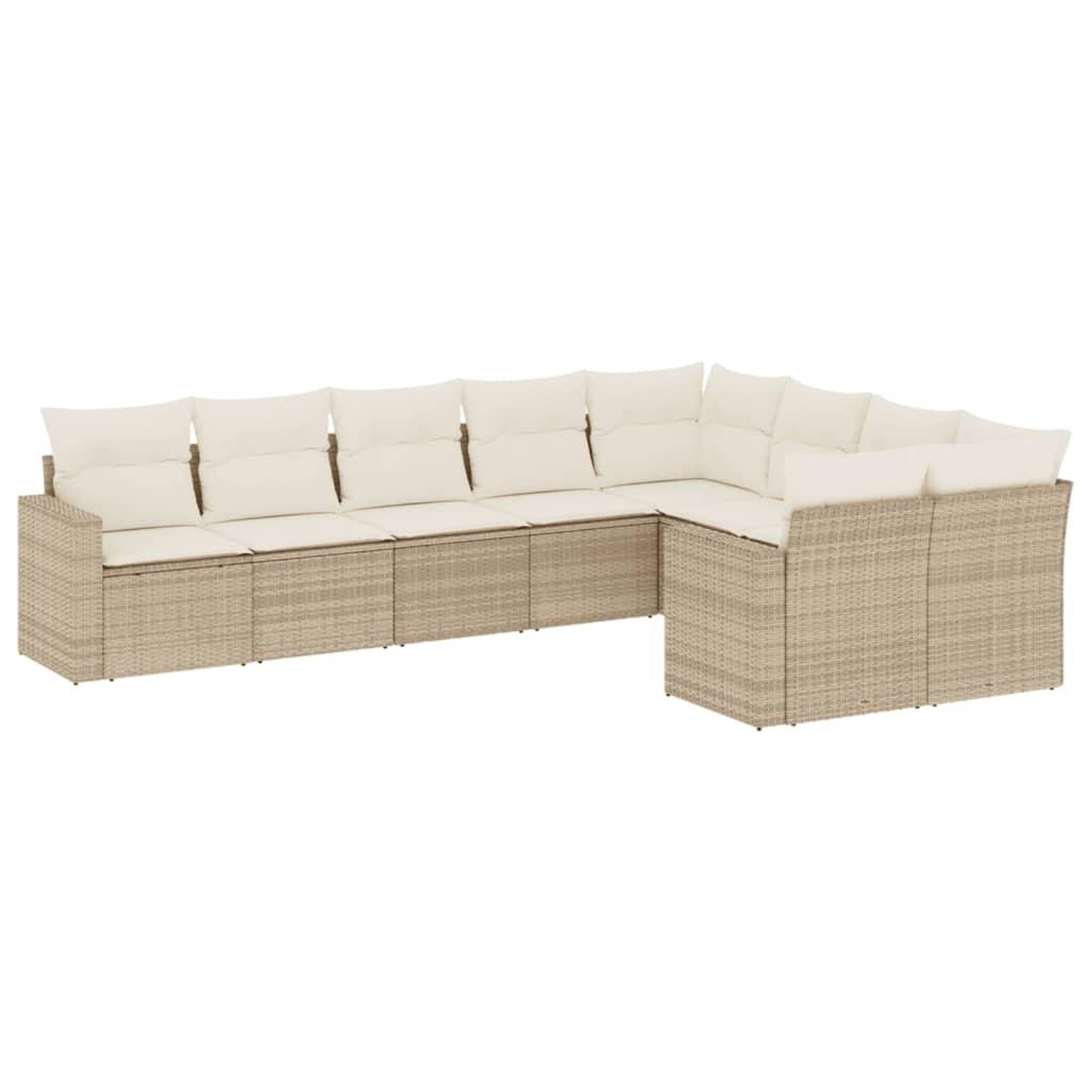 Voir la diapositive 2 : VIDAXL Salon de jardin avec coussins 9 pcs beige resine tressee