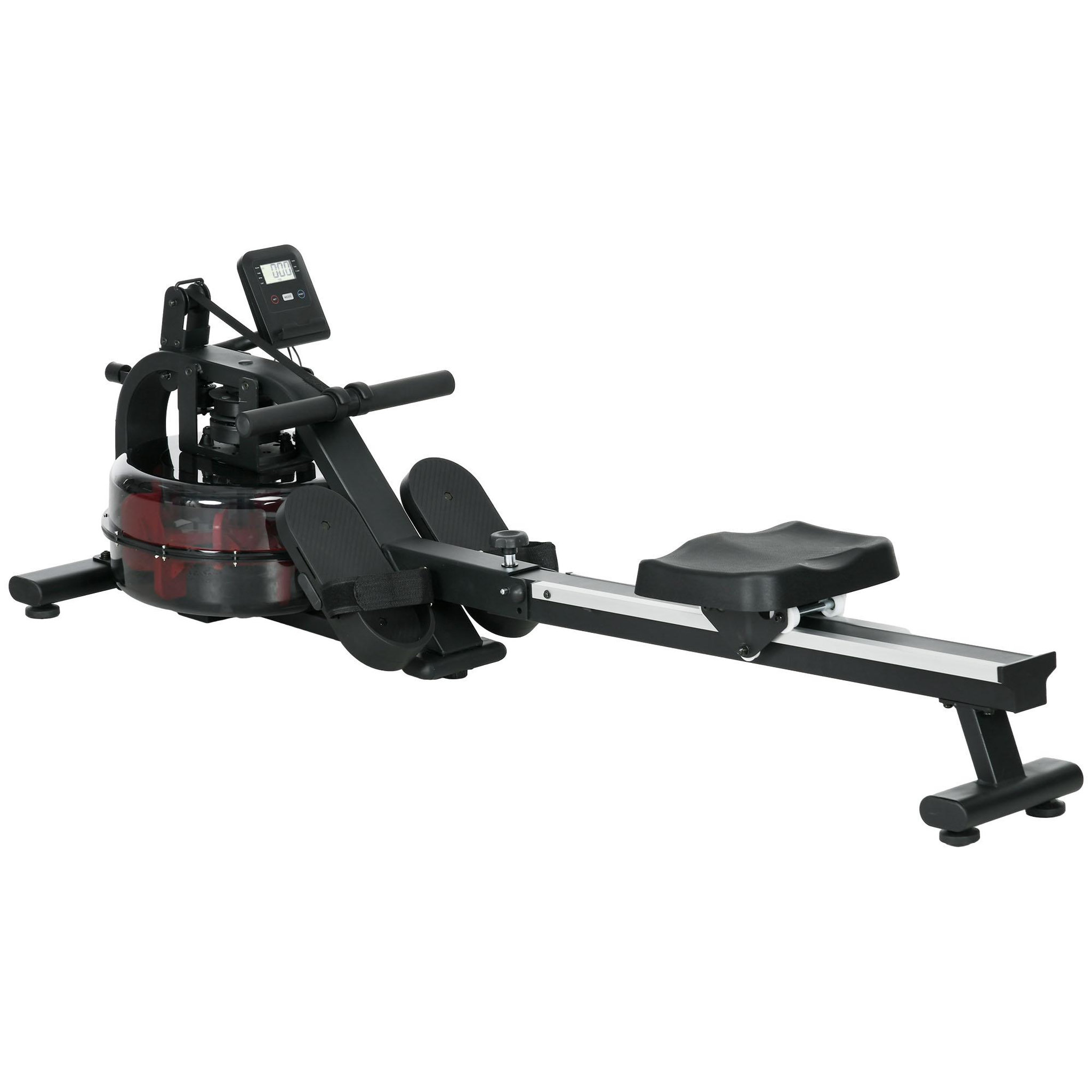 HOMCOM Rameur à eau rameur pliable 6 niveaux de résistance écran lcd multifonction noir