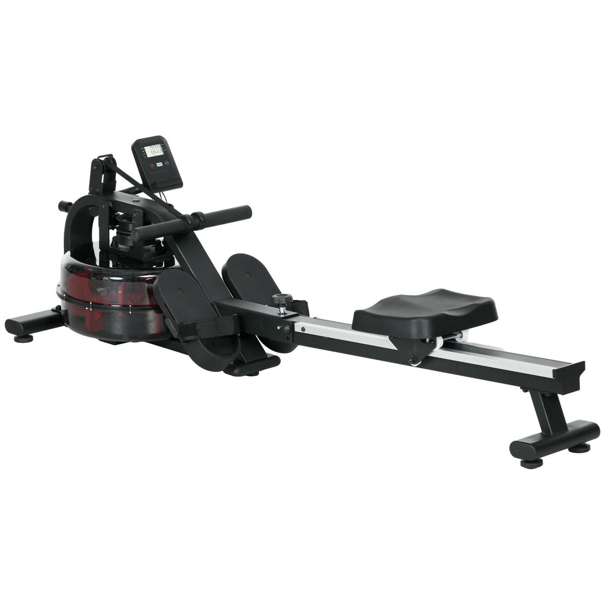 HOMCOM Rameur à eau rameur pliable 6 niveaux de résistance écran LCD multifonction noir