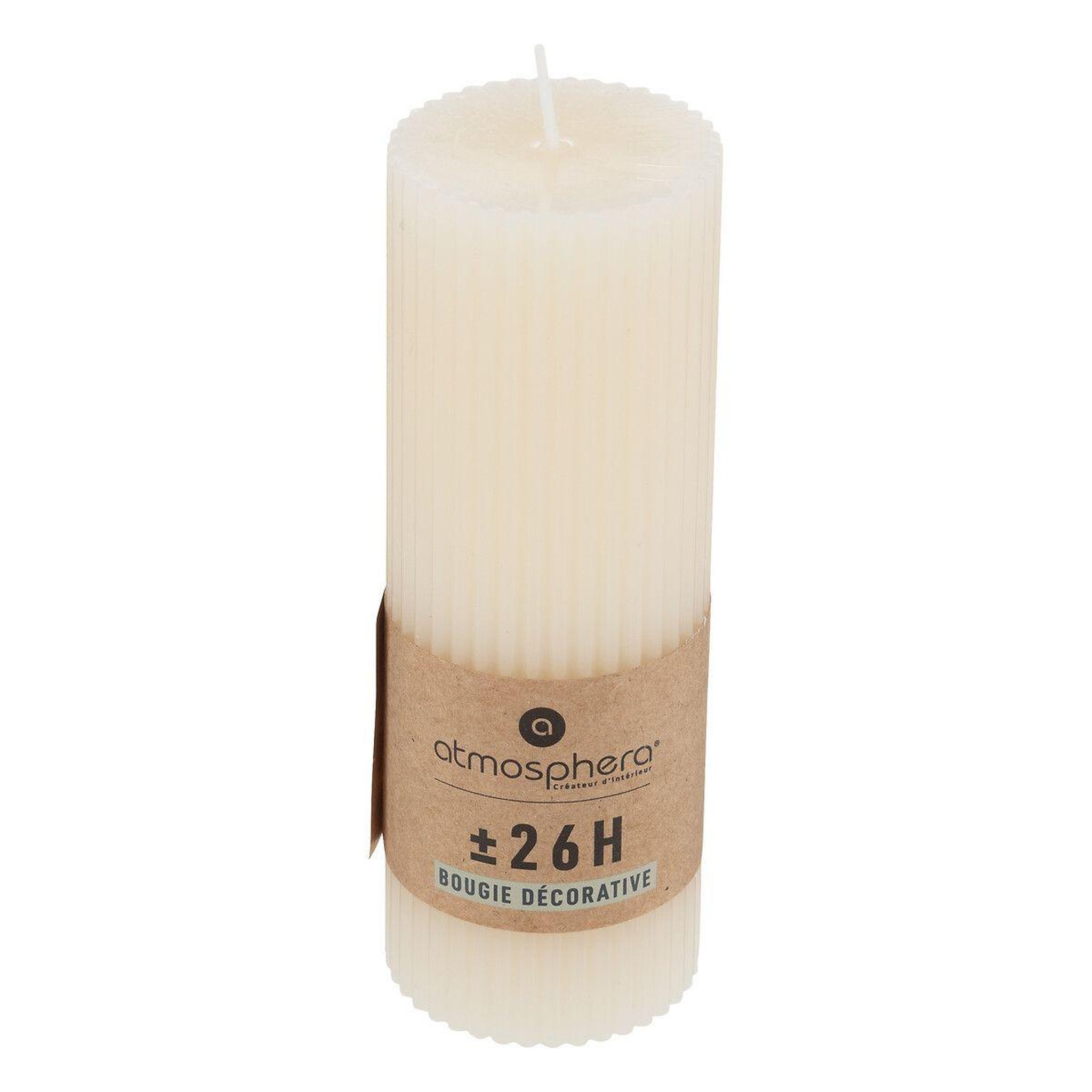 Voir la diapositive 2 : ATMOSPHERA Bougie déco  demi  14cm ivoire