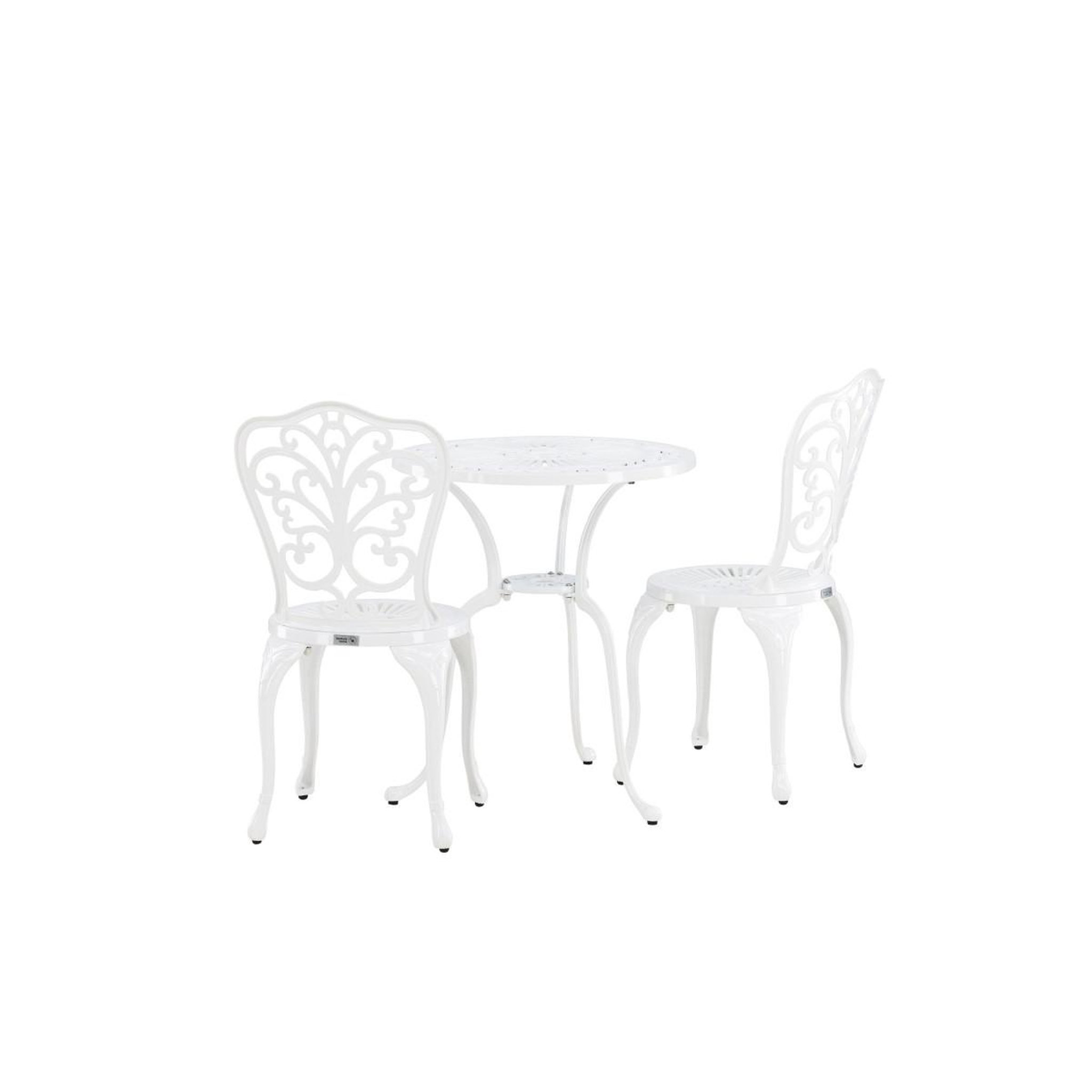 Voir la diapositive 6 : Paris Prix Ensemble table de jardin & 2 chaises  nandin  88cm blanc