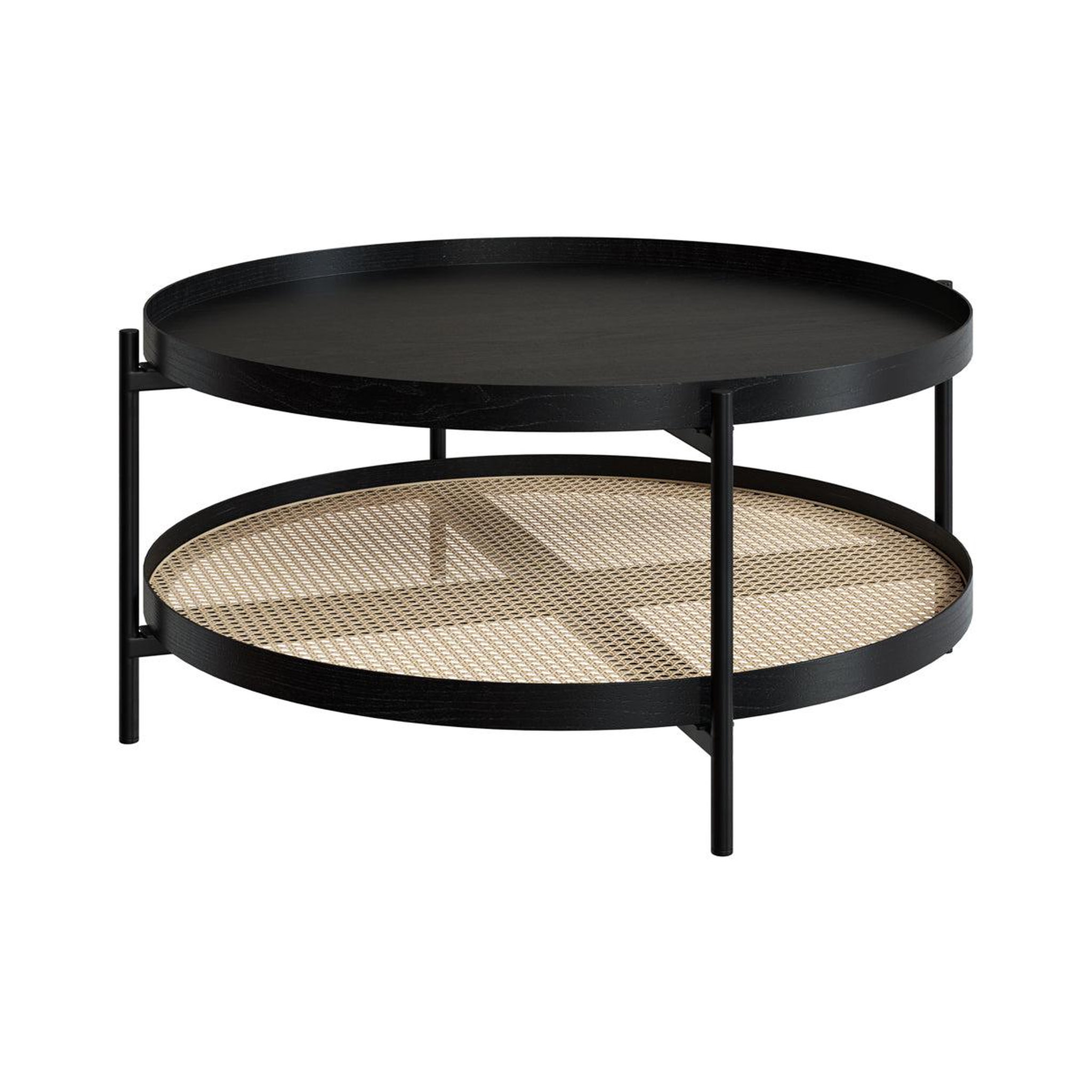 MAISON PAVANE Table basse en cannage et bois de mindi noir d84 cm-lukut