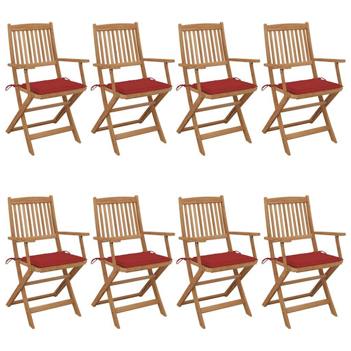 VIDAXL Chaises pliables de jardin lot de 8 avec coussins Bois d'acacia