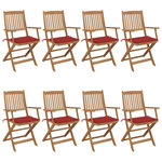 VIDAXL Chaises pliables de jardin lot de 8 avec coussins Bois d'acacia