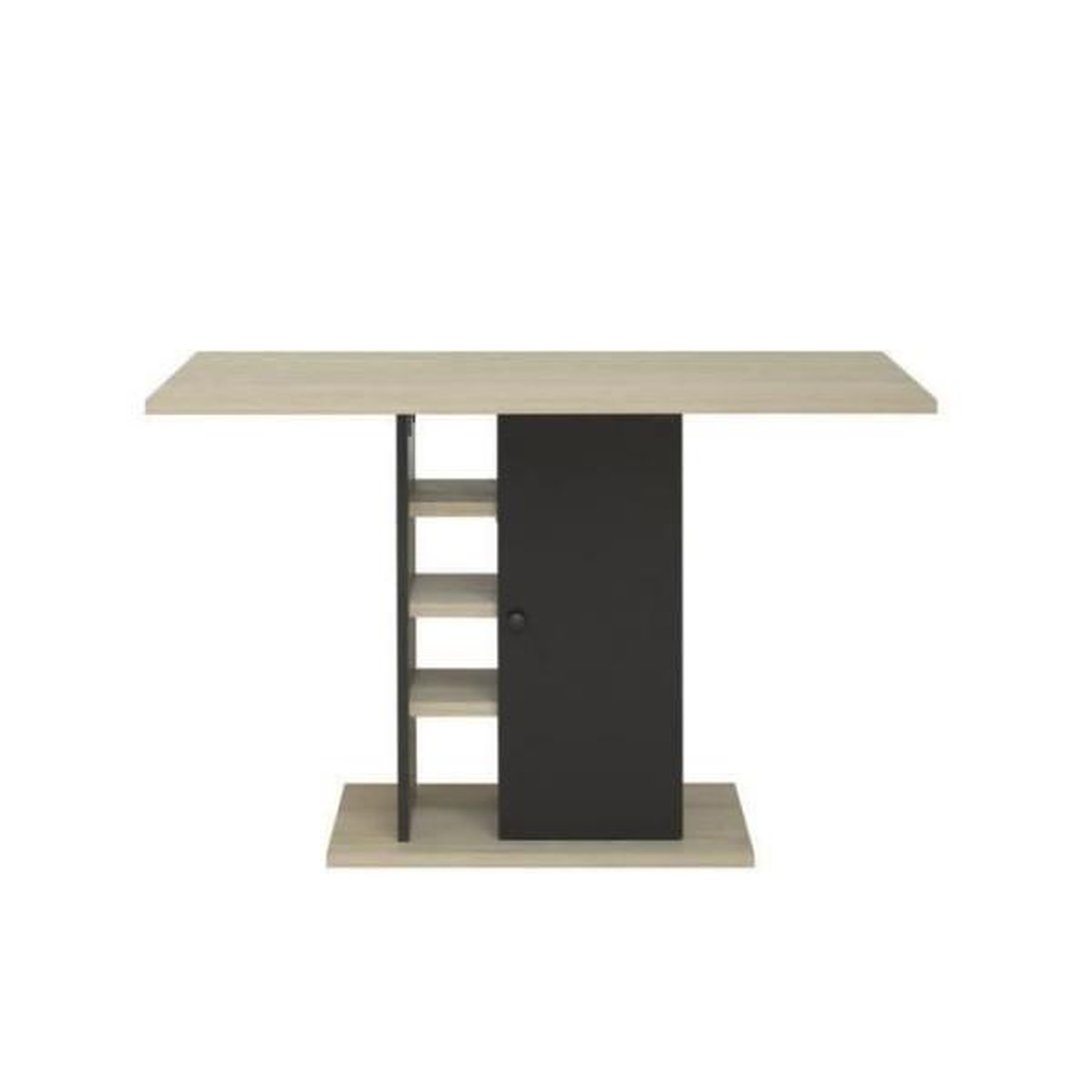 Voir la diapositive 2 : GAMI Table a manger rectangulaire avec rangement 1 porte - Décor chene et noir - OXFORD - L 120 x P 80 x H 75 cm