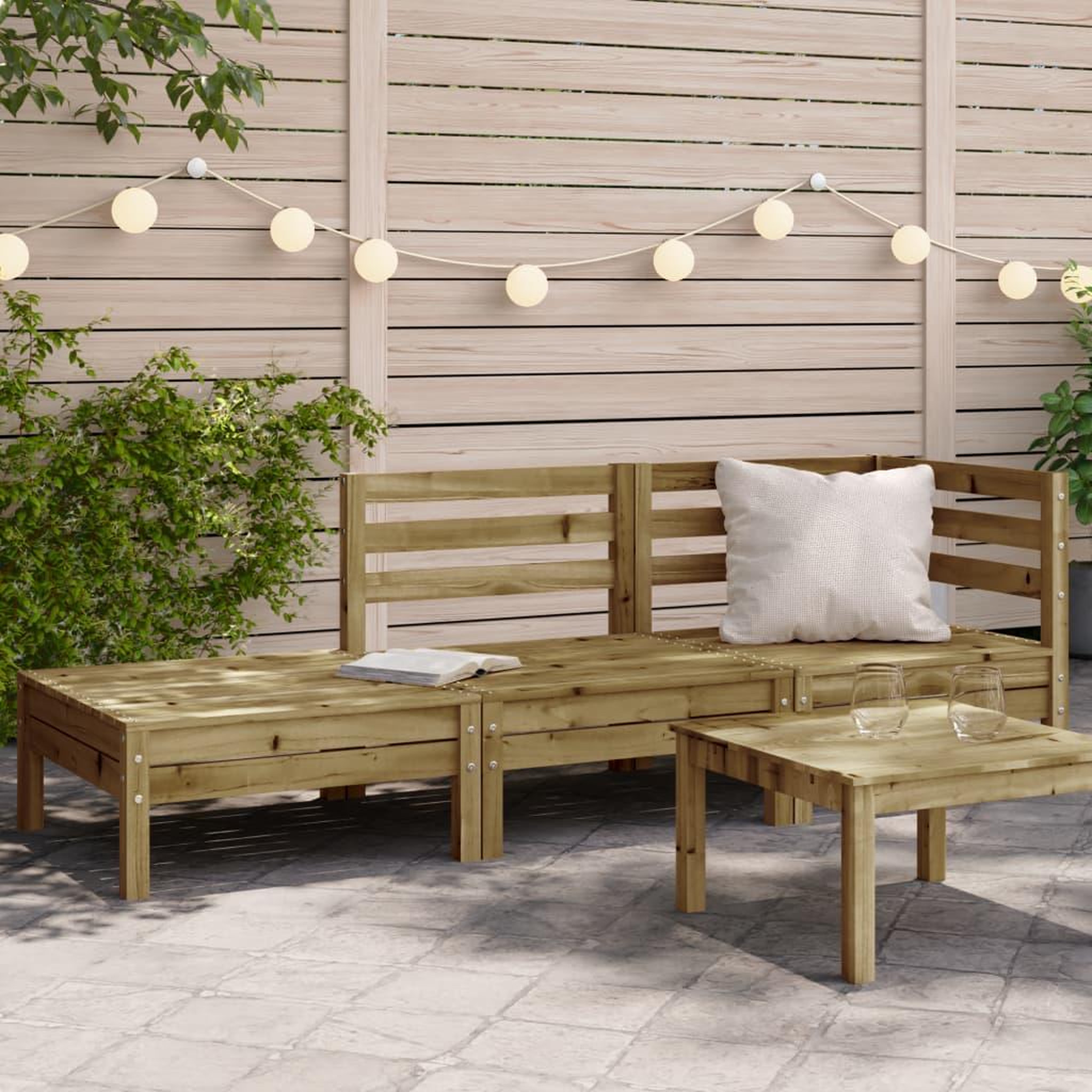VIDAXL Canape de jardin 3 places bois de pin impregne