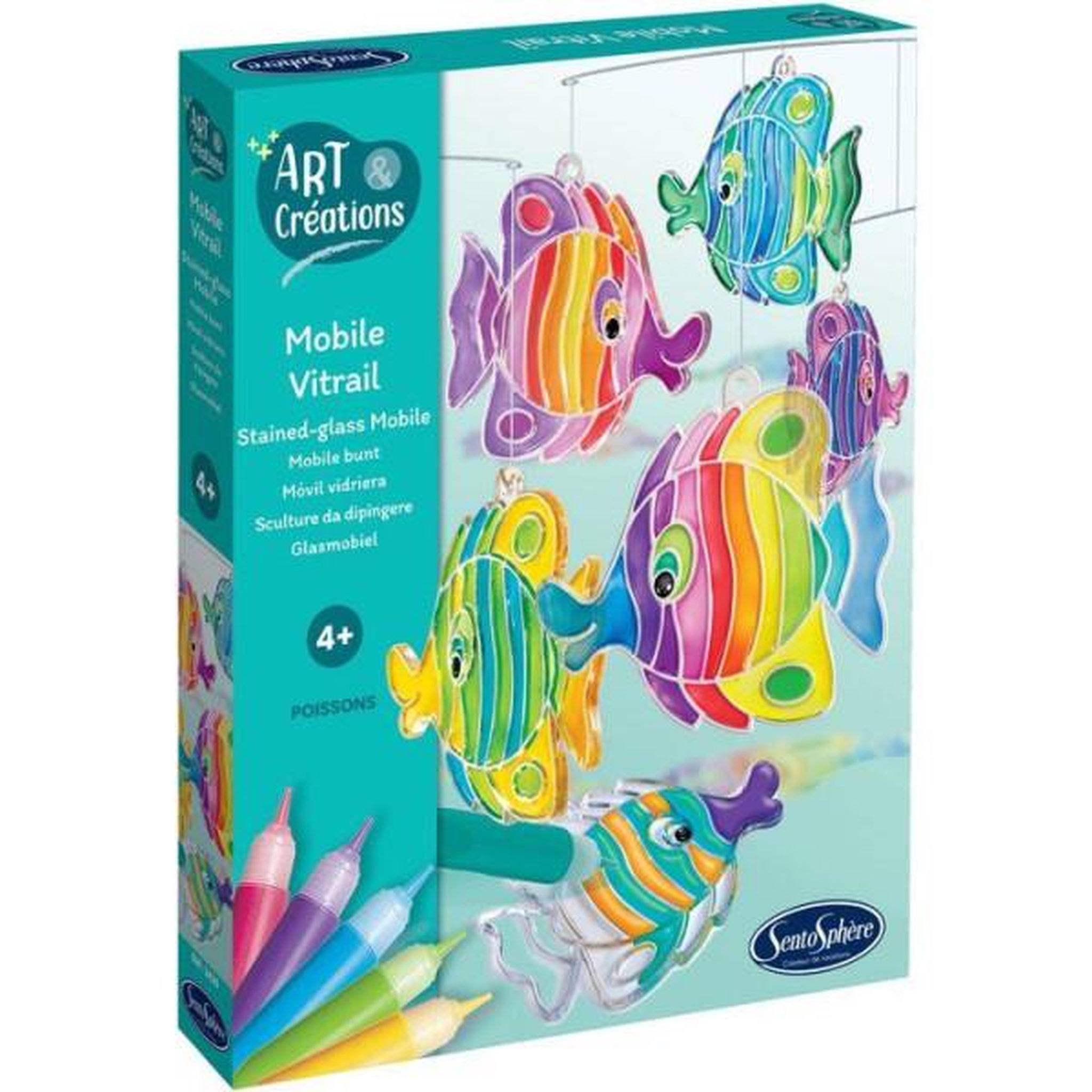 Voir la diapositive 2 : Sentosphere Art & créations mobile vitrail - sentosphere - poissons - activité créative facile et utile pour décoration - des 4 ans