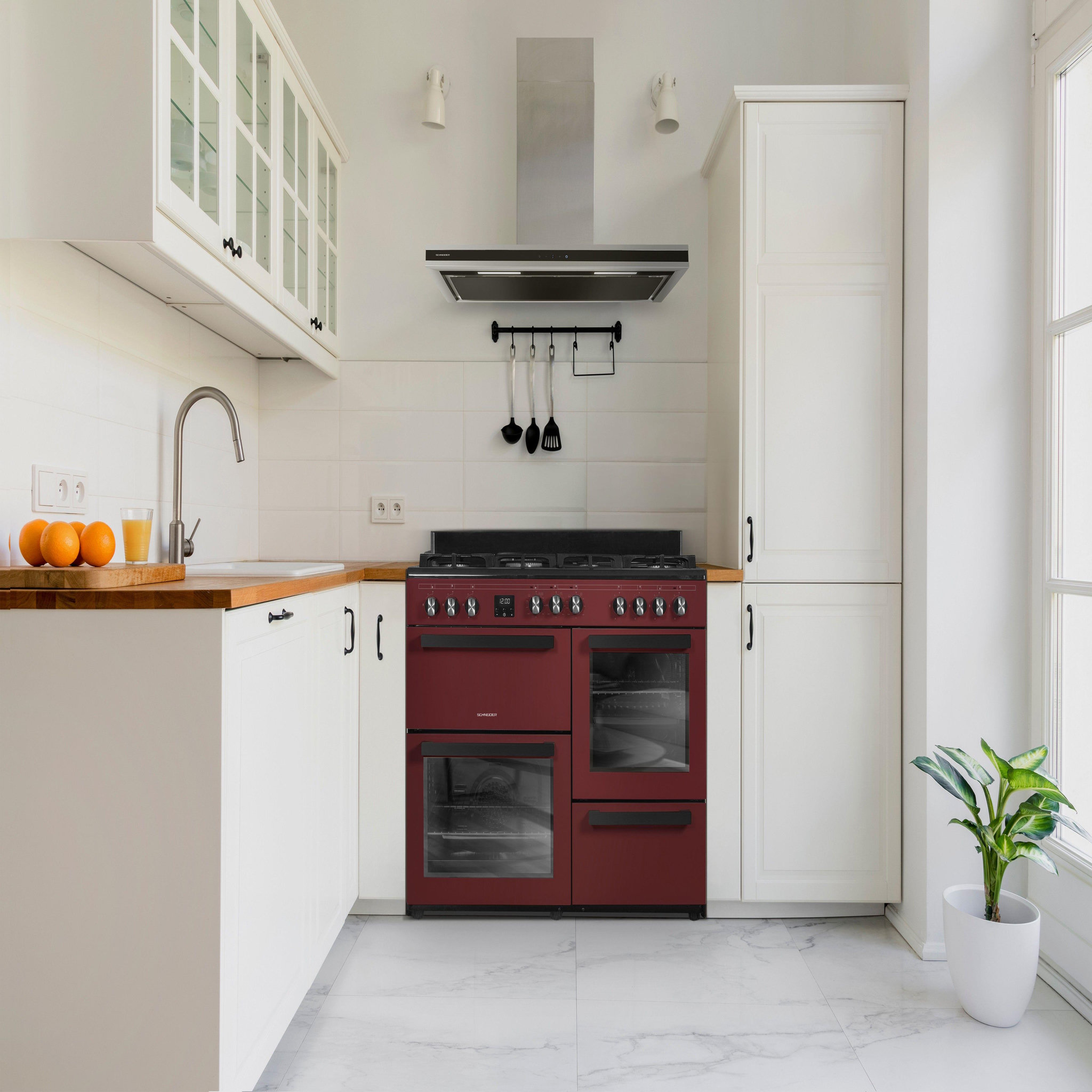 Voir la diapositive 2 : SCHNEIDER Piano de cuisson 7 feux Bordeaux - SCPG71MF-WR