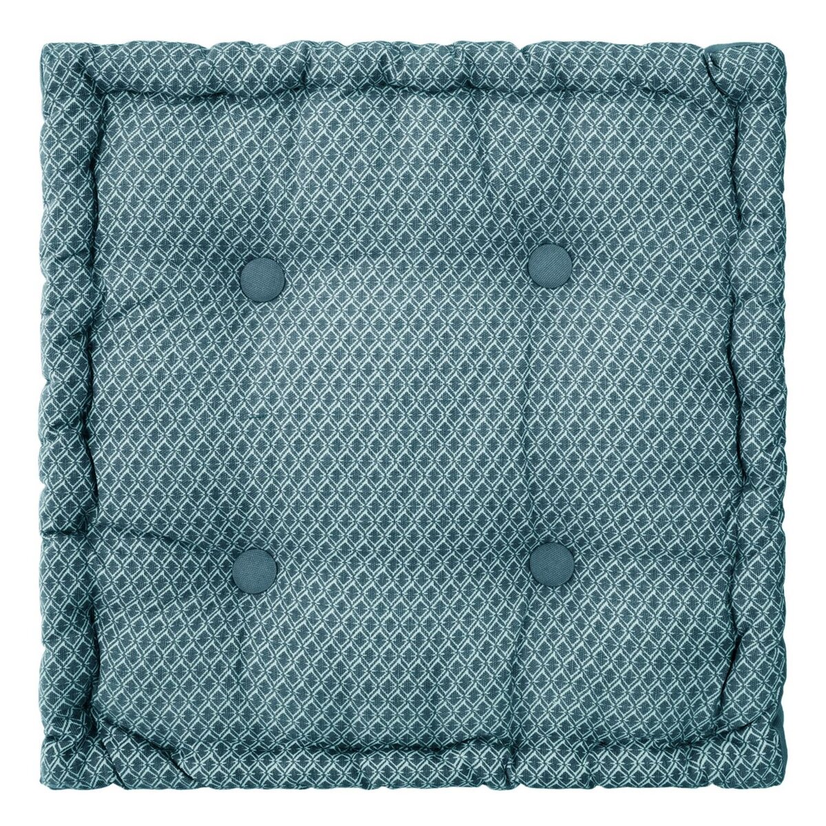 ATMOSPHERA Coussin de sol carré en coton à motif Otto - 38 x 38 - Bleu Canard