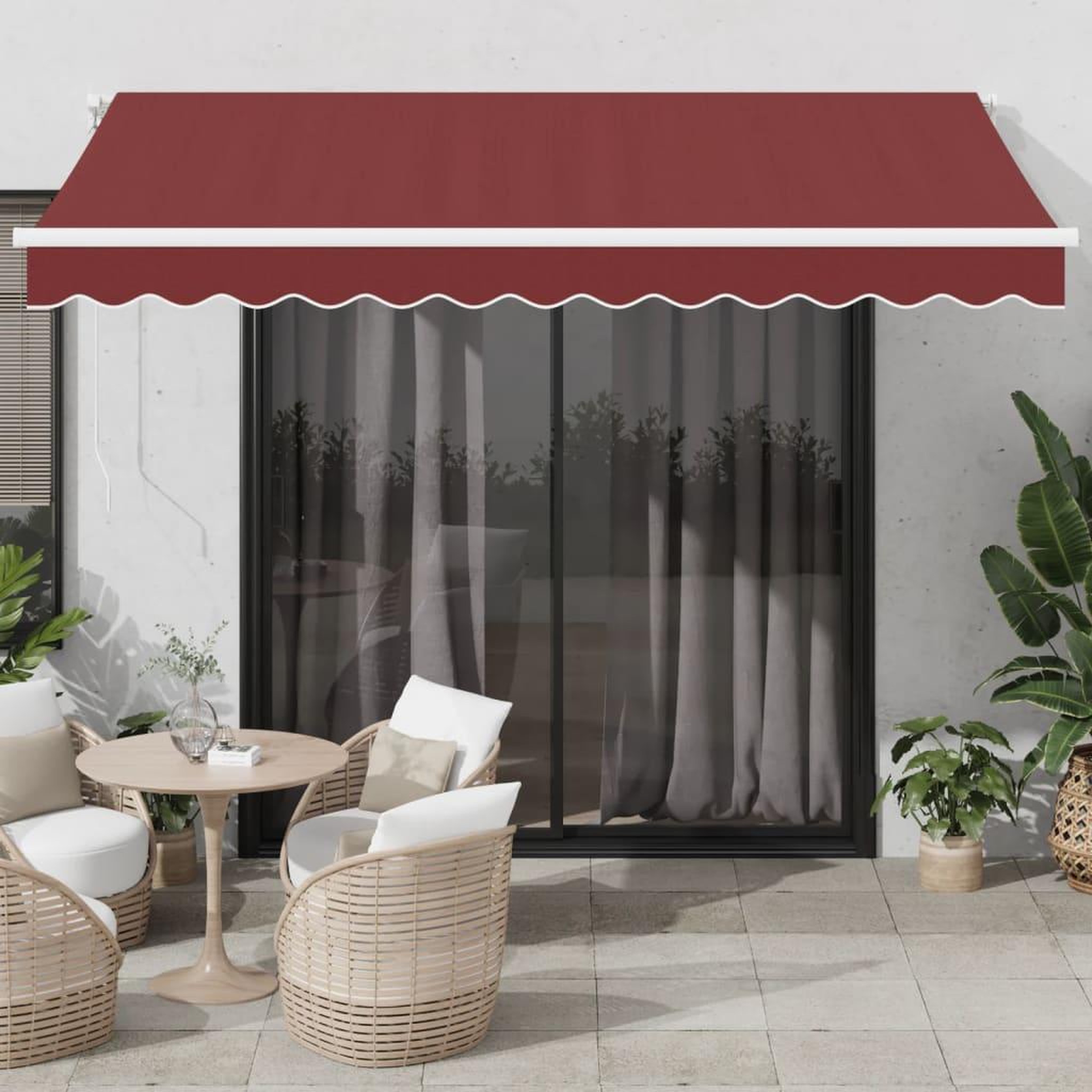 VIDAXL Auvent retractable automatique avec LED bordeaux 350x250 cm