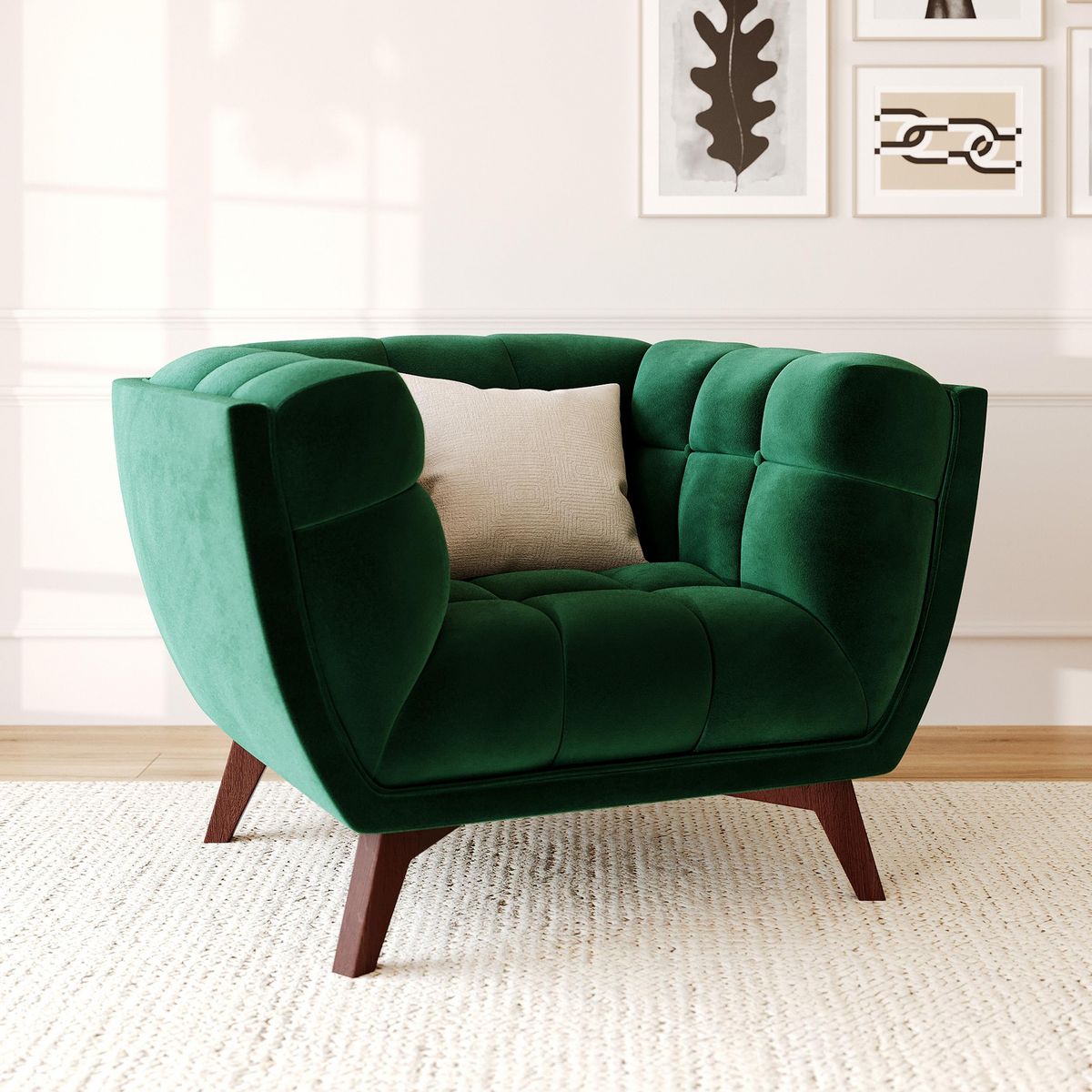 Rendez vous déco Fauteuil en velours vert foncé - Mona