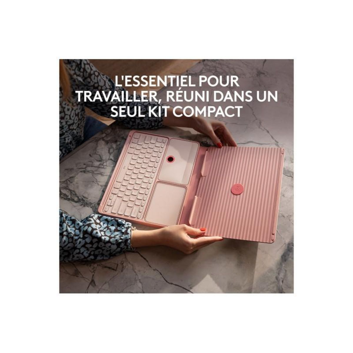 Logitech Clavier Logitech Casa Pop Up Desk Rose, support, clavier sans fil, pavé tactile
